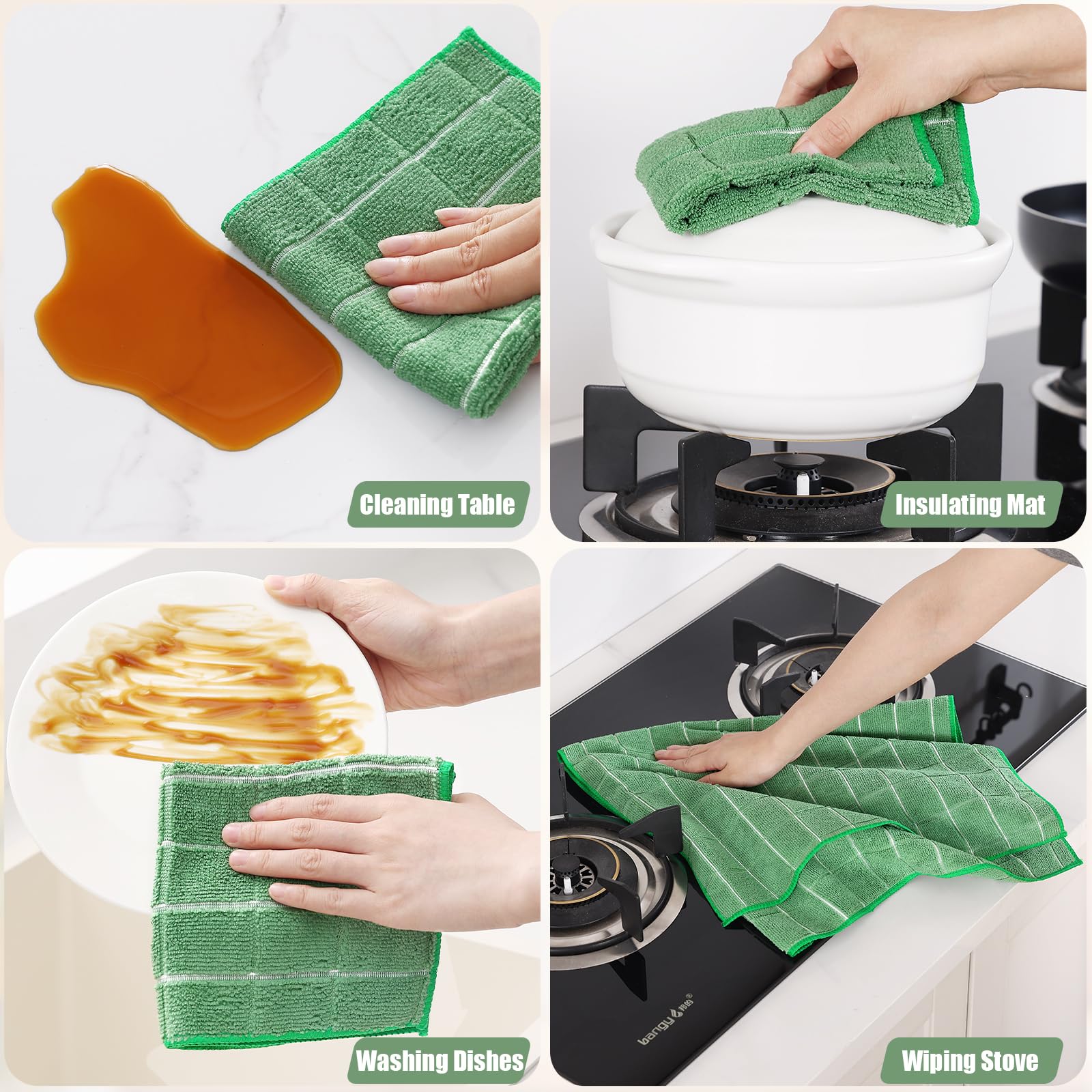 Microfiber Kitchen Towels and Dishcloths Sets (12 Count)