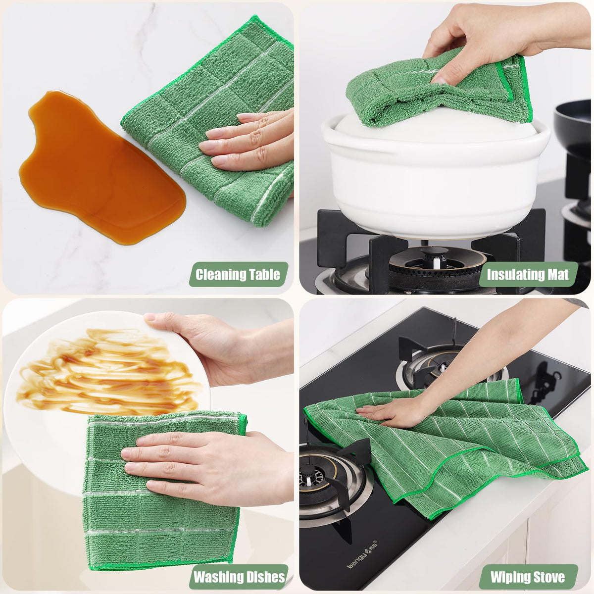 Microfiber Kitchen Towels and Dishcloths Sets (20 Count)