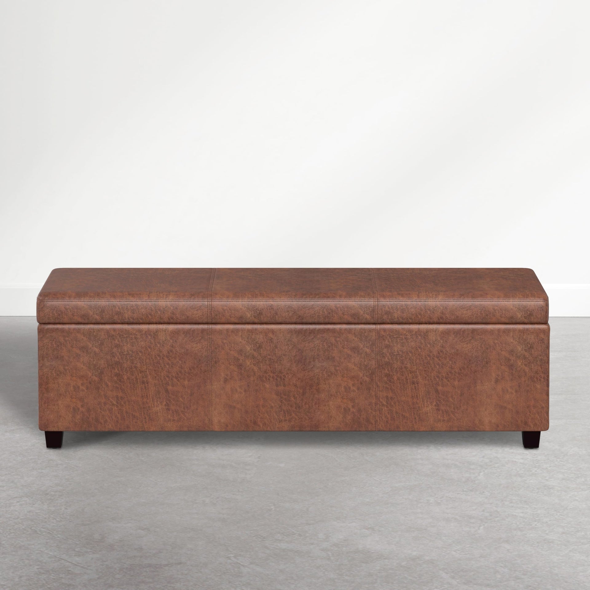 Avalon 54" Vegan Leather Ottoman in Distressed Pecan Brown