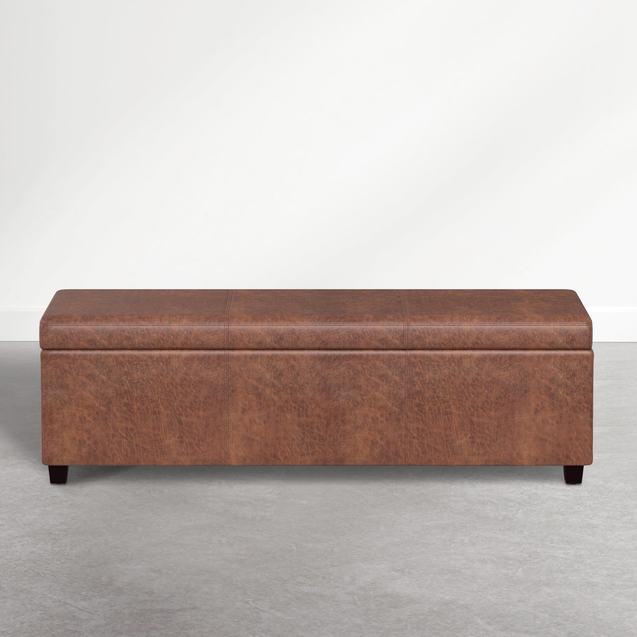 Avalon 54" Vegan Leather Ottoman in Distressed Pecan Brown
