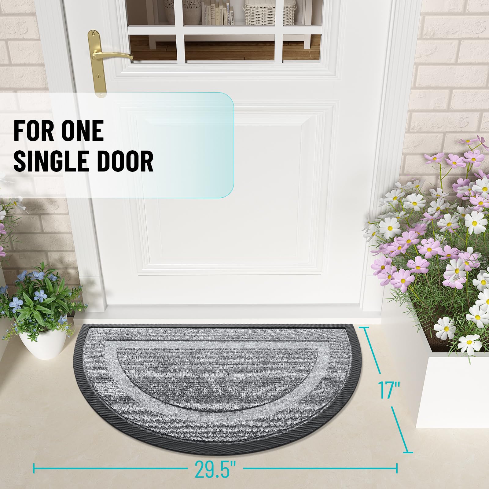 Half Circle Front Door Mat Outside 29.5x17 All