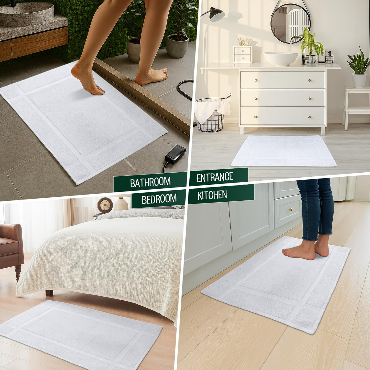 Pack of 2 100% Cotton Bath Mat 18x25 inches (2 Count)