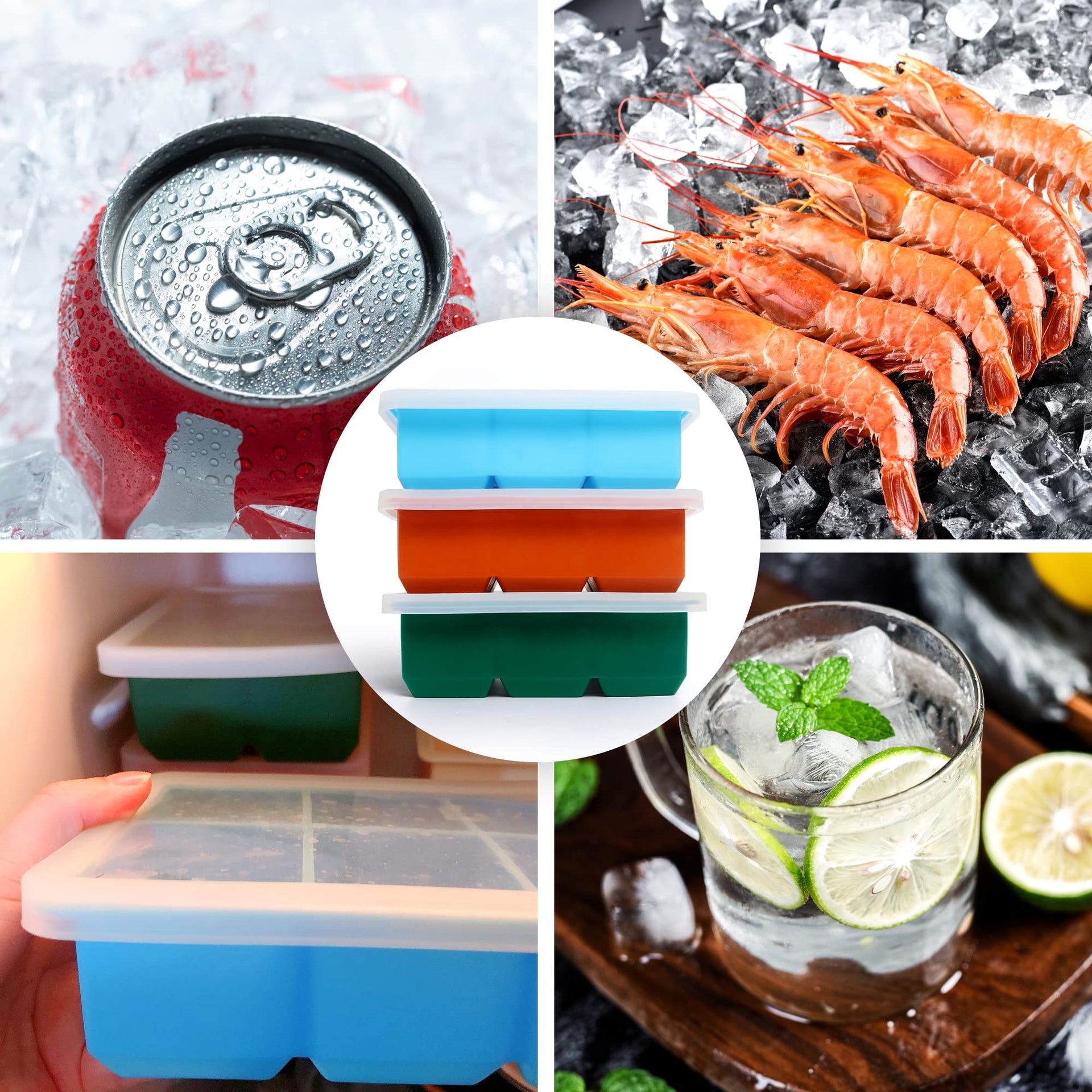 Silicone Ice Cube Trays 3 Pack (3 Count)