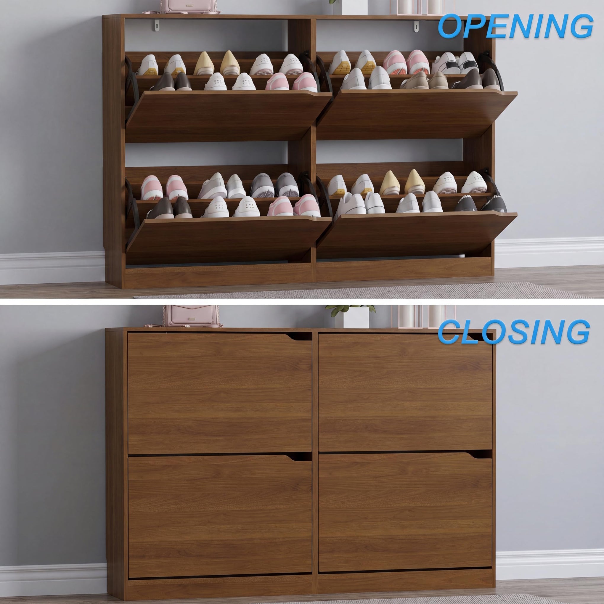 Shoe Cabinet with 4 Flip Drawers