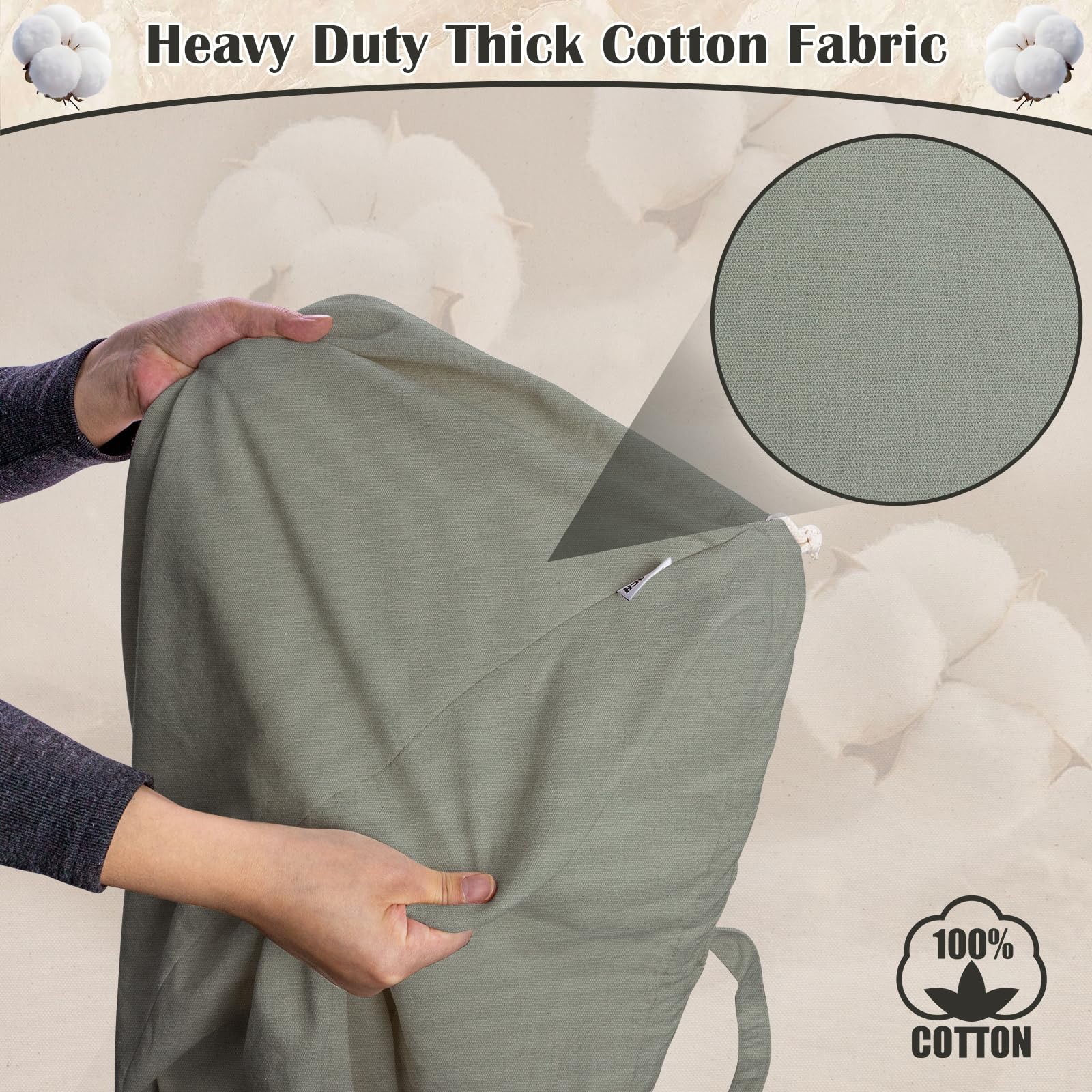 Cotton Canvas Laundry Bag 30"Wx 35"H with Handles Drawstring