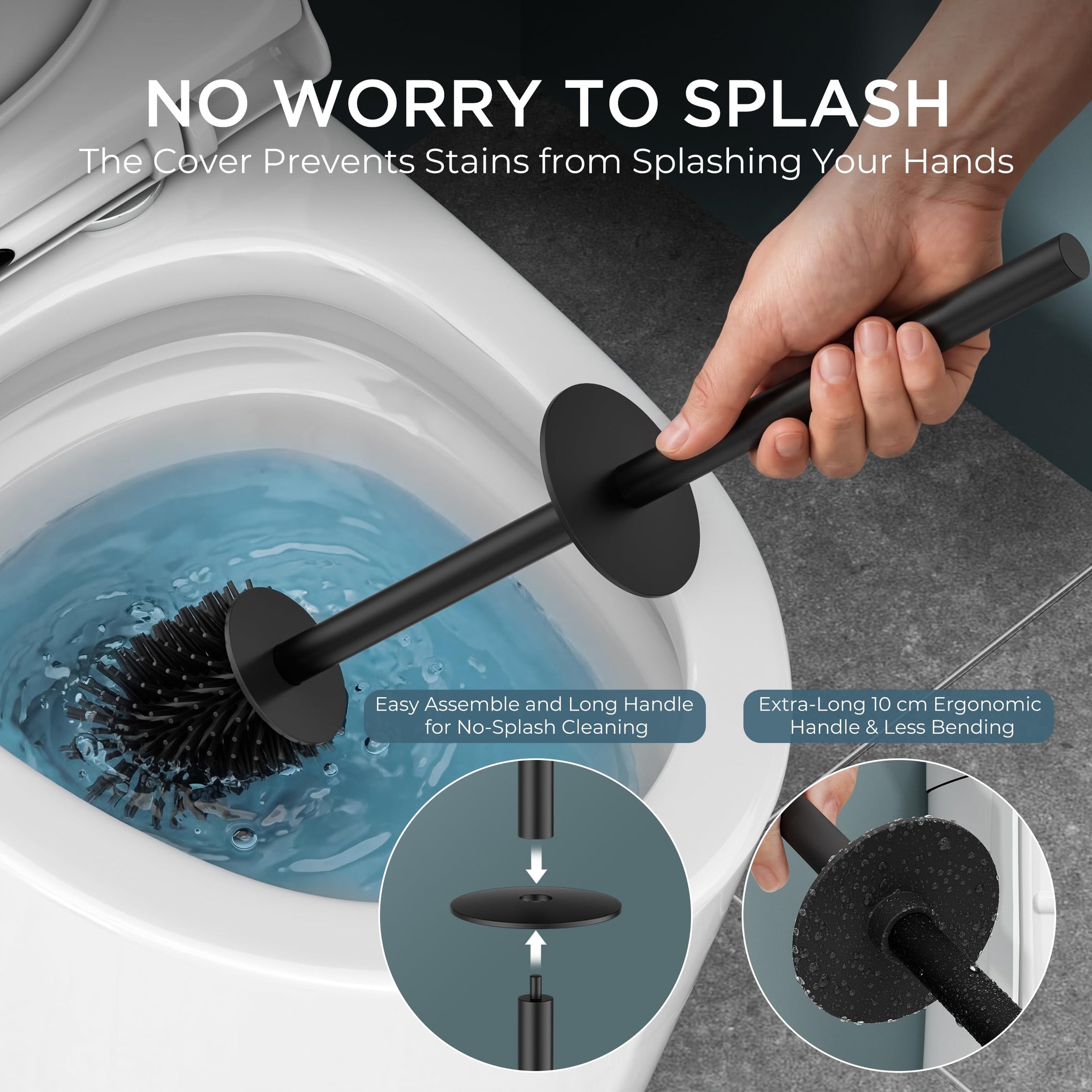 Stainless Steel Toilet Bowl Brush Scrubber and Holder Set Medium