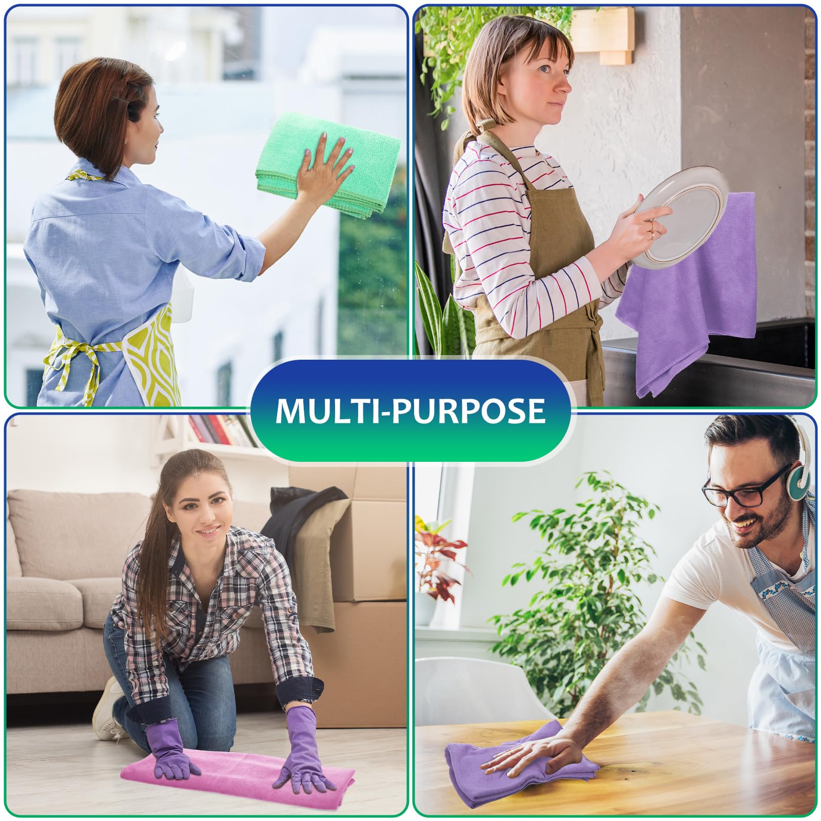 3 Pcs Extra Large Microfiber Cleaning Cloth 30" x 20" Washable Reusable Microfiber Towel Streak Free Lint Free Cloth for Cleaning Home Glass Office Window Bathrooms (3 Count)