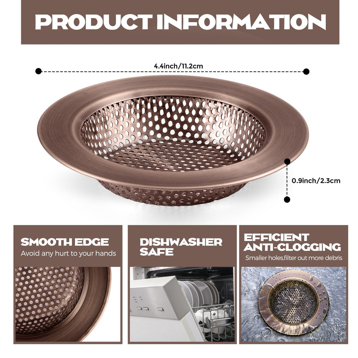 2 Pcs Kitchen Sink Drain Strainer 4.4 Inch (2 Count)