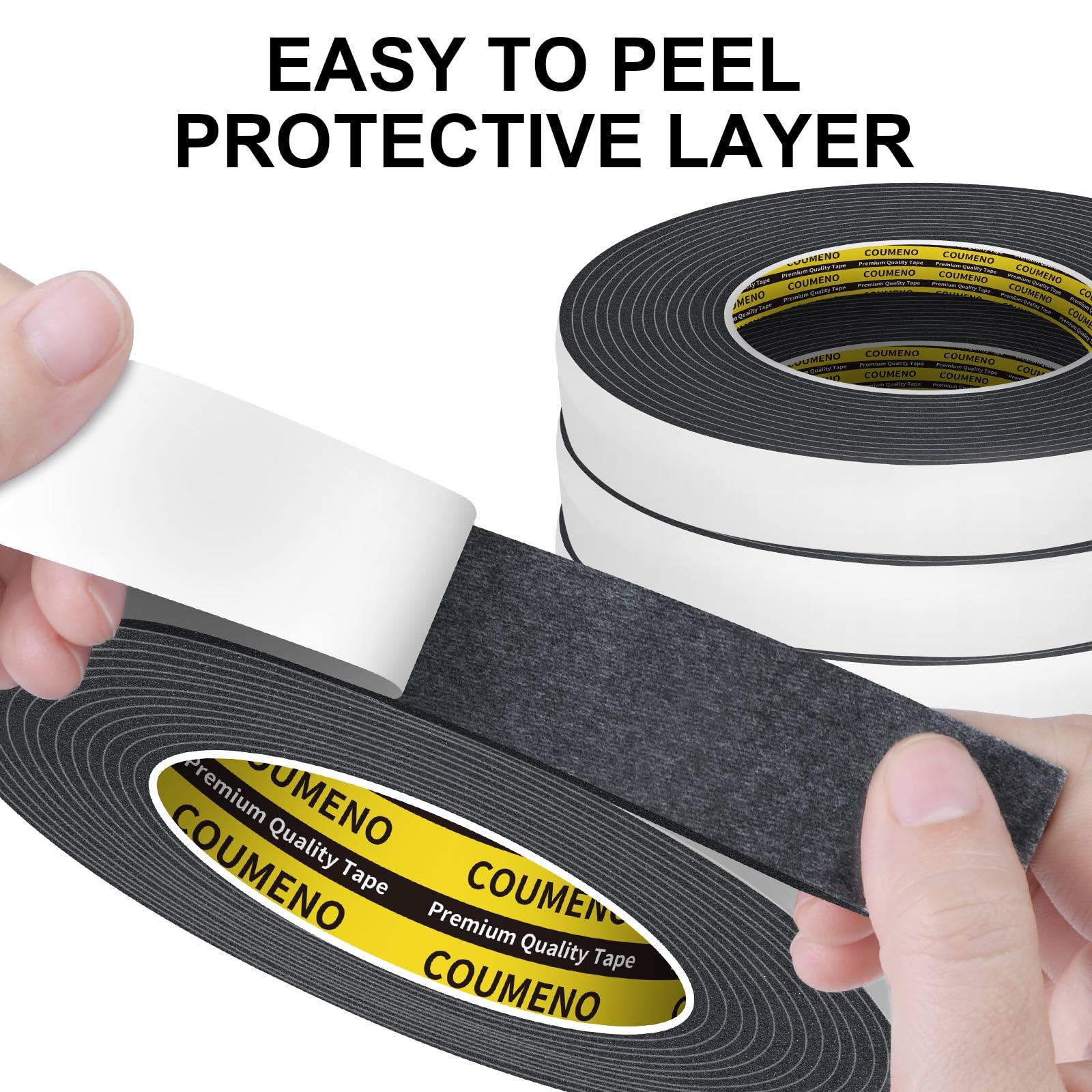 Black Foam Tape Weather Stripping Sealing Sponge (9.84 Foot)