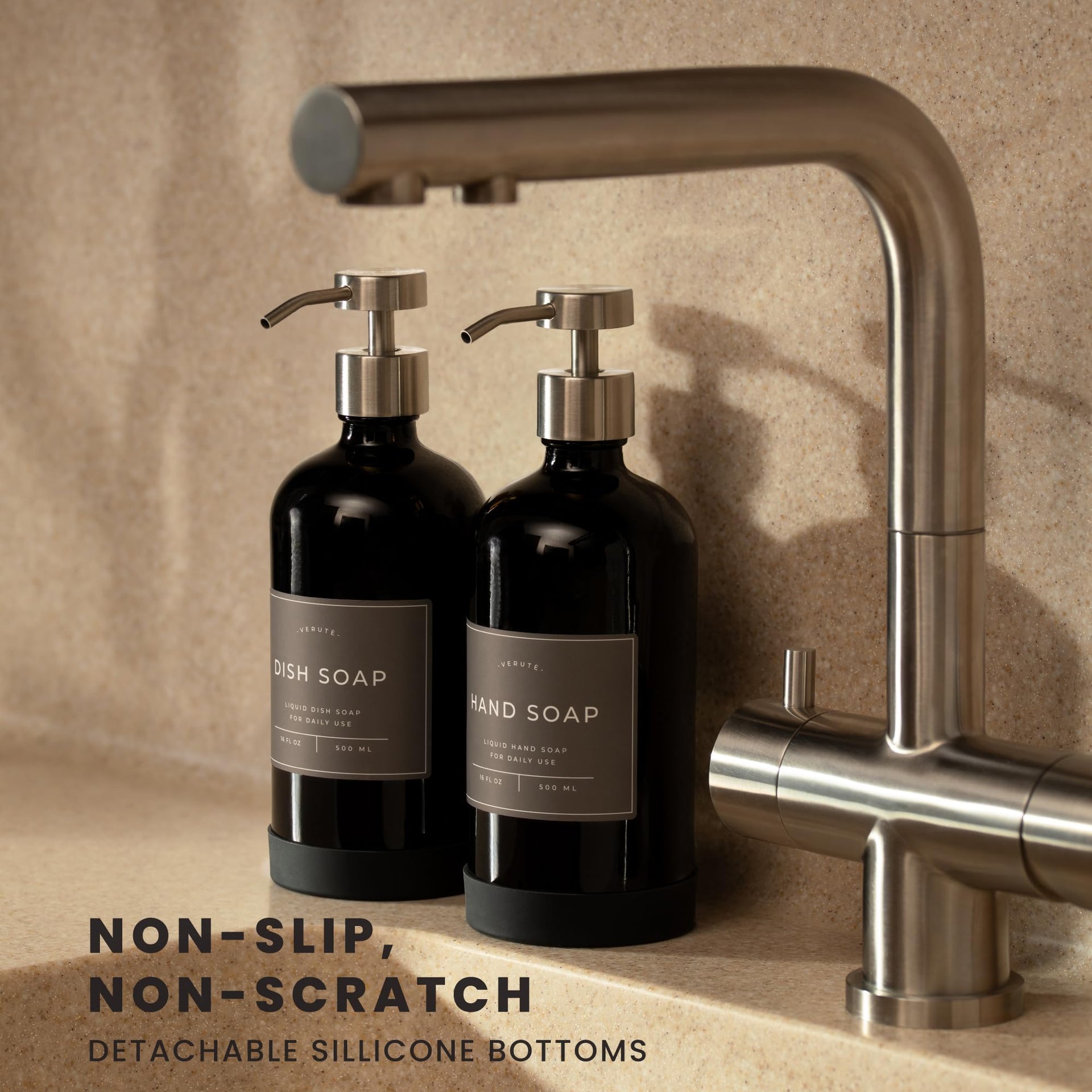 Hand and Dish Soap Dispenser for Kitchen and Bathroom (2 Count)