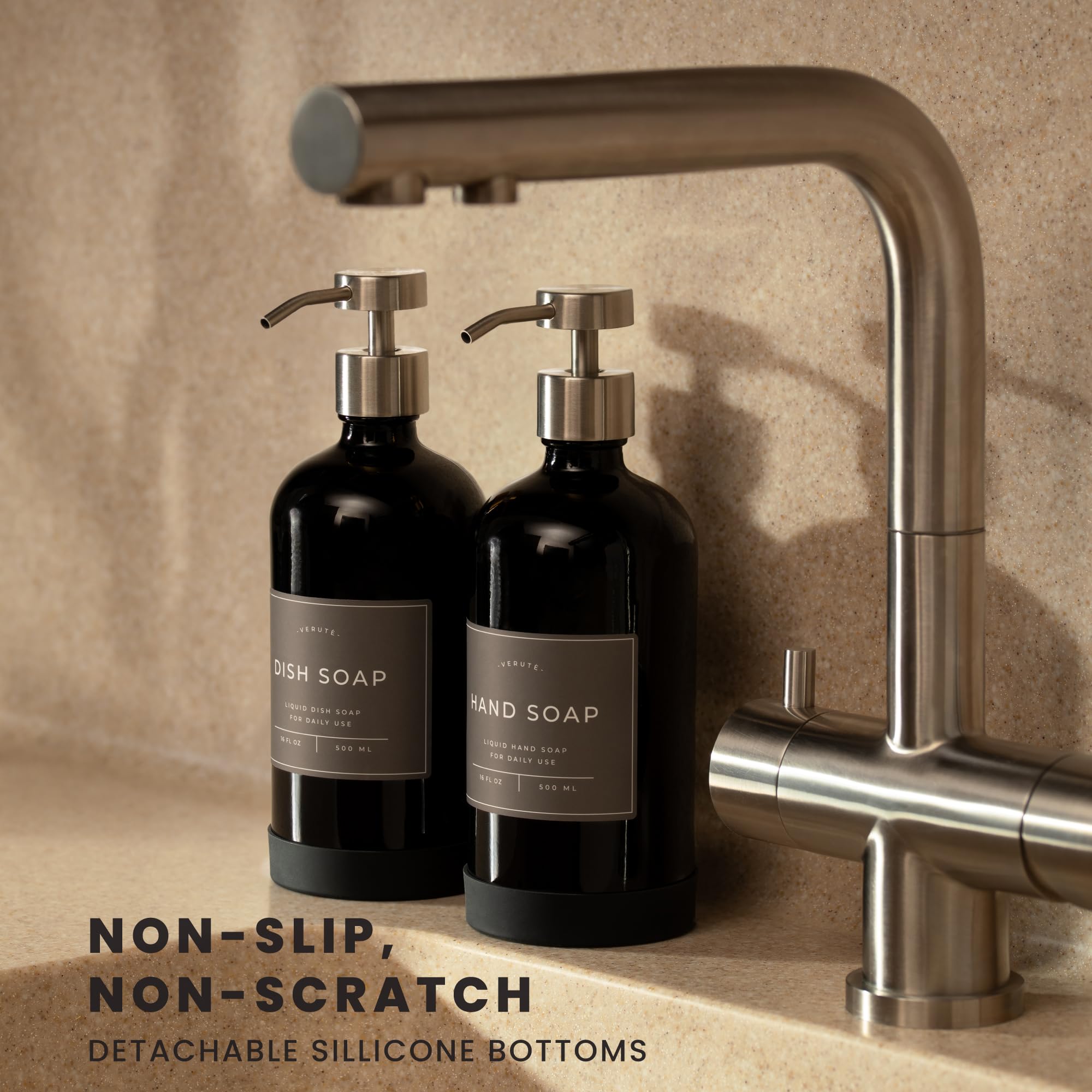 Hand and Dish Soap Dispenser for Kitchen and Bathroom (2 Count)