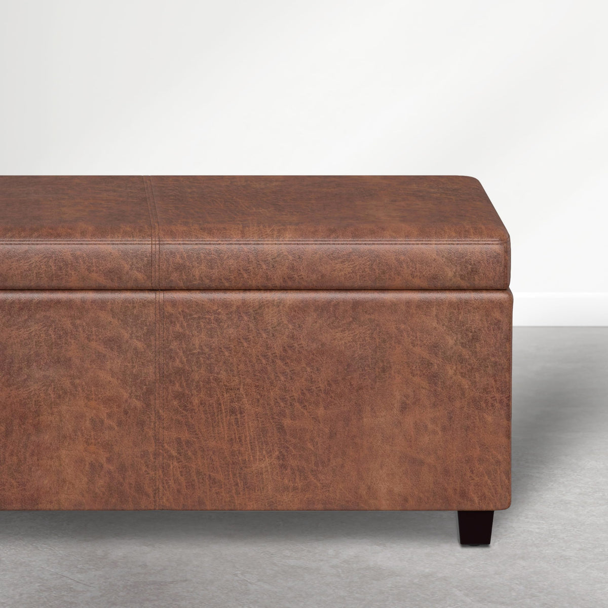 Avalon 54" Vegan Leather Ottoman in Distressed Pecan Brown
