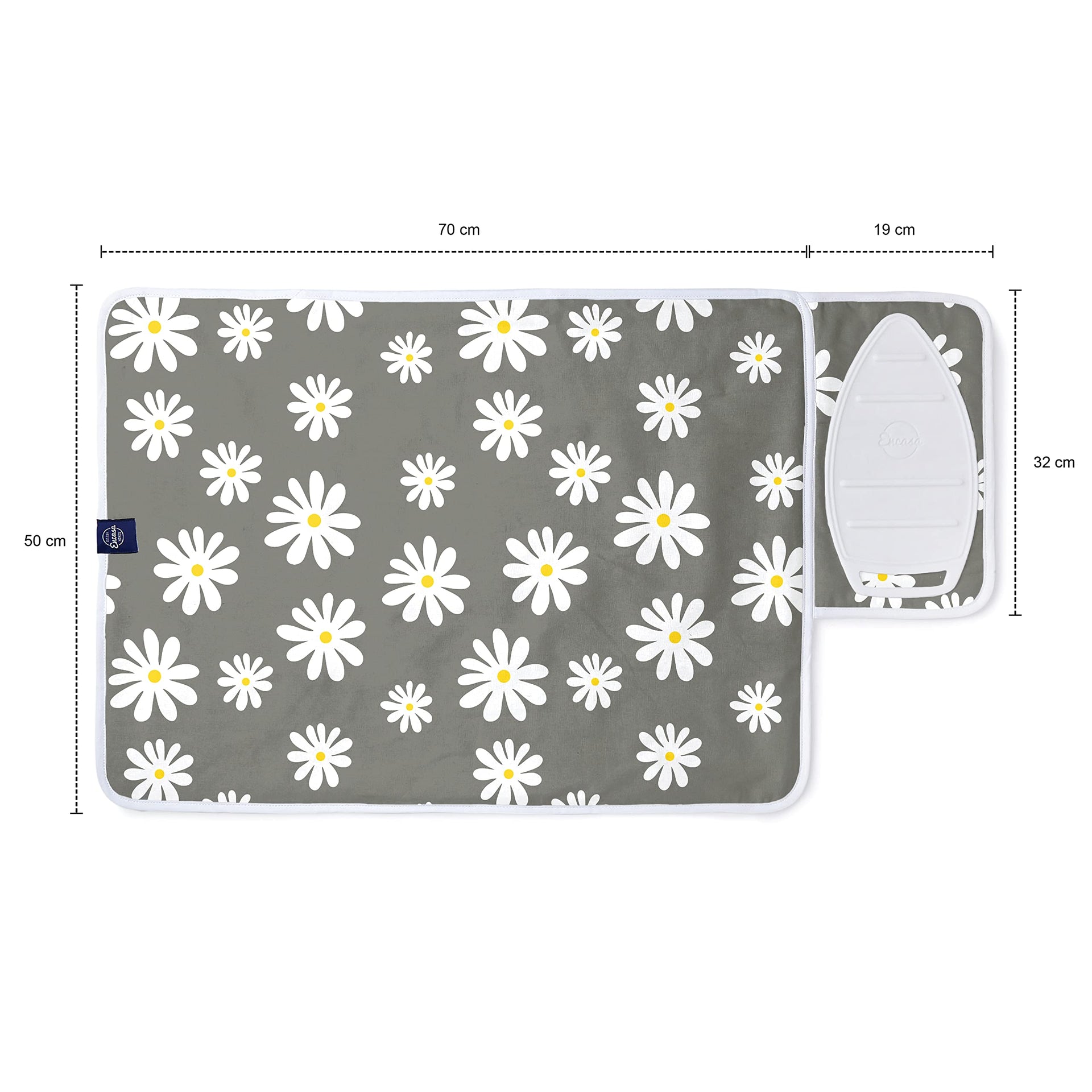 Ironing Mat Heat Resistant Pad 28"x20" Daisy Grey