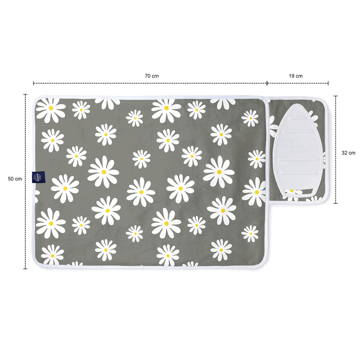Ironing Mat Heat Resistant Pad 28"x20" Daisy Grey