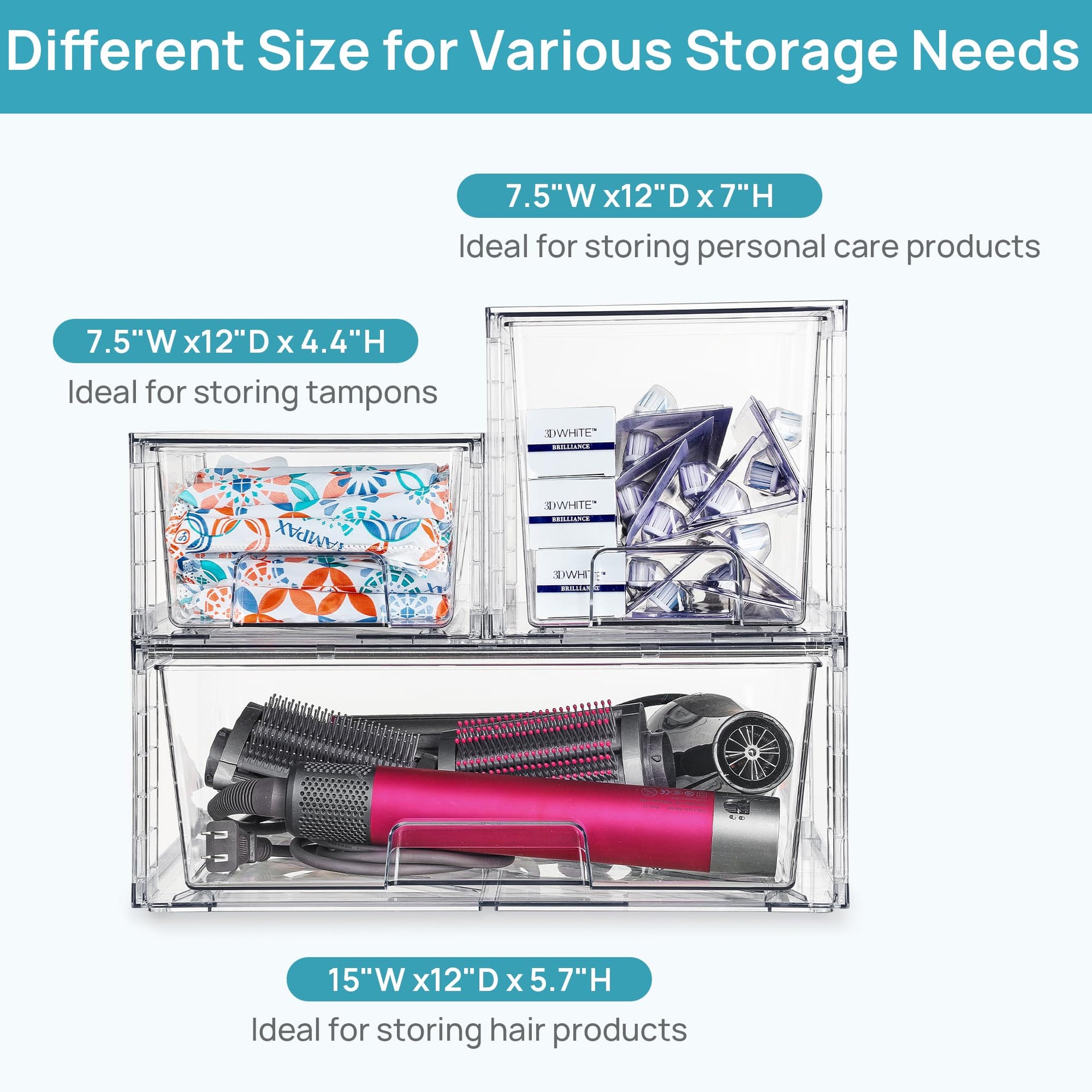 Clear Stackable Storage Drawers (5 Count)