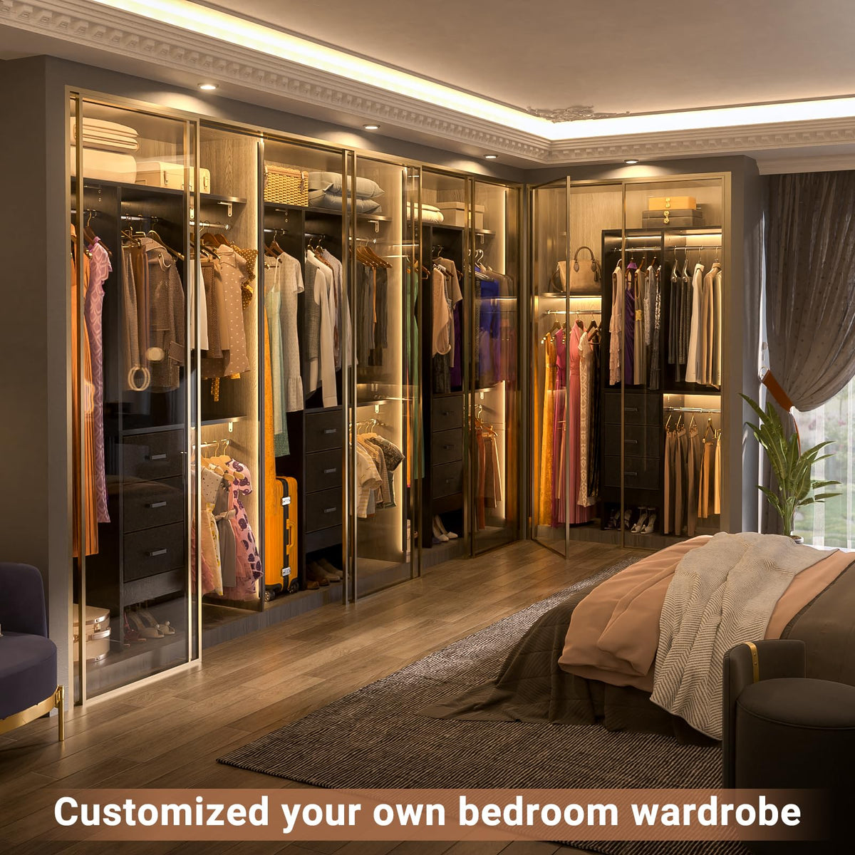 4FT Small Closet System with 3 Fabric Drawers