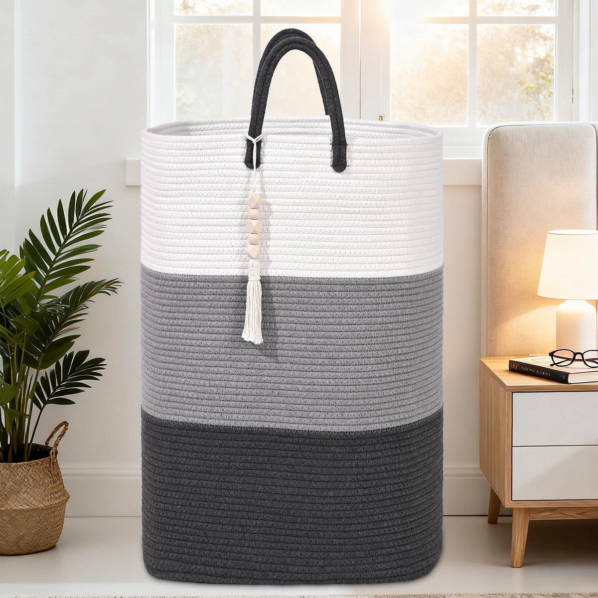 Woven Laundry Basket for Clothes (33.814 Fl Oz)