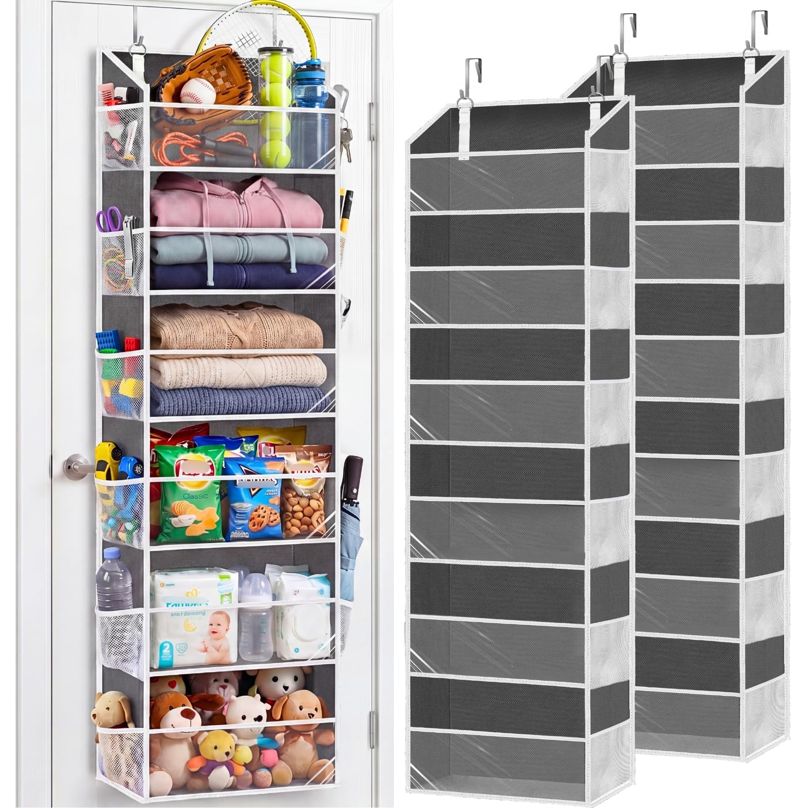 2 Pack Over Door Organizer with 6 Large Pockets