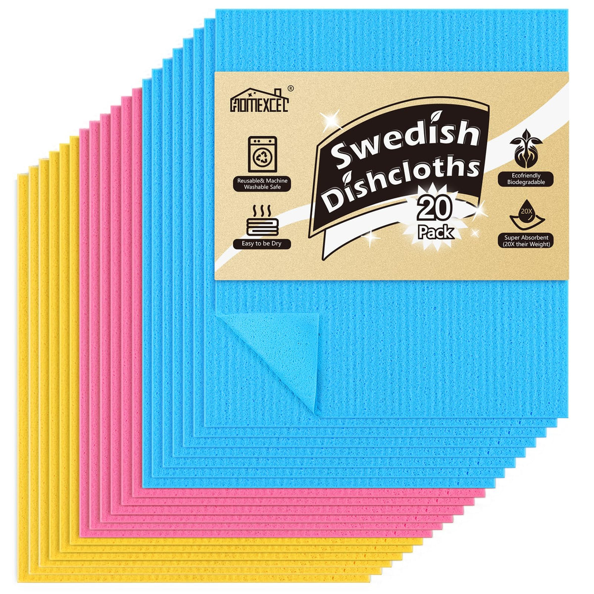 20PK Swedish Dishcloths for Kitchen (20 Count)
