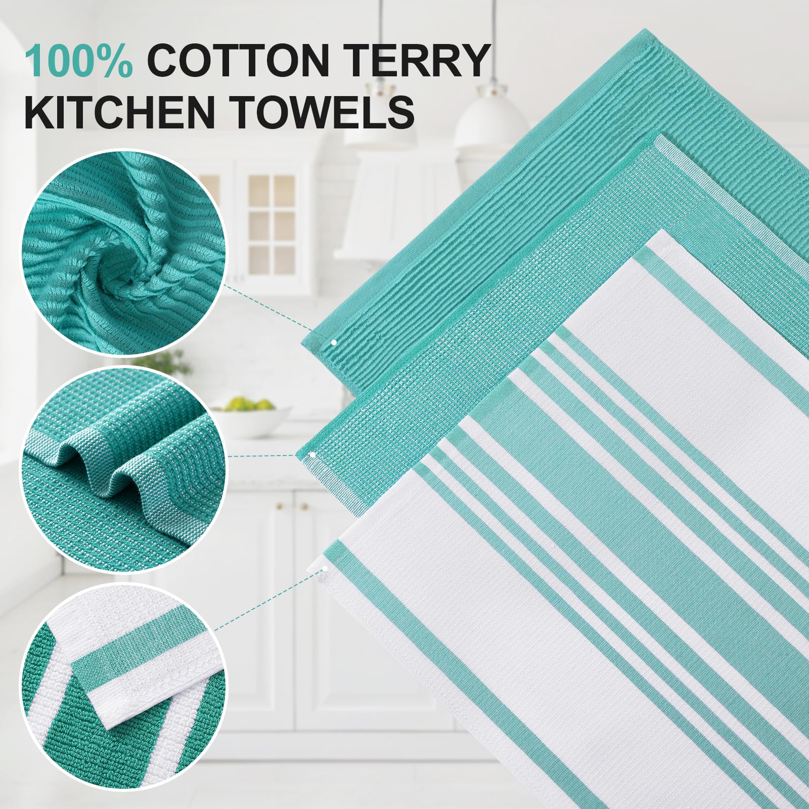 Cotton 380 GSM Premium Kitchen Towels (3 Count)