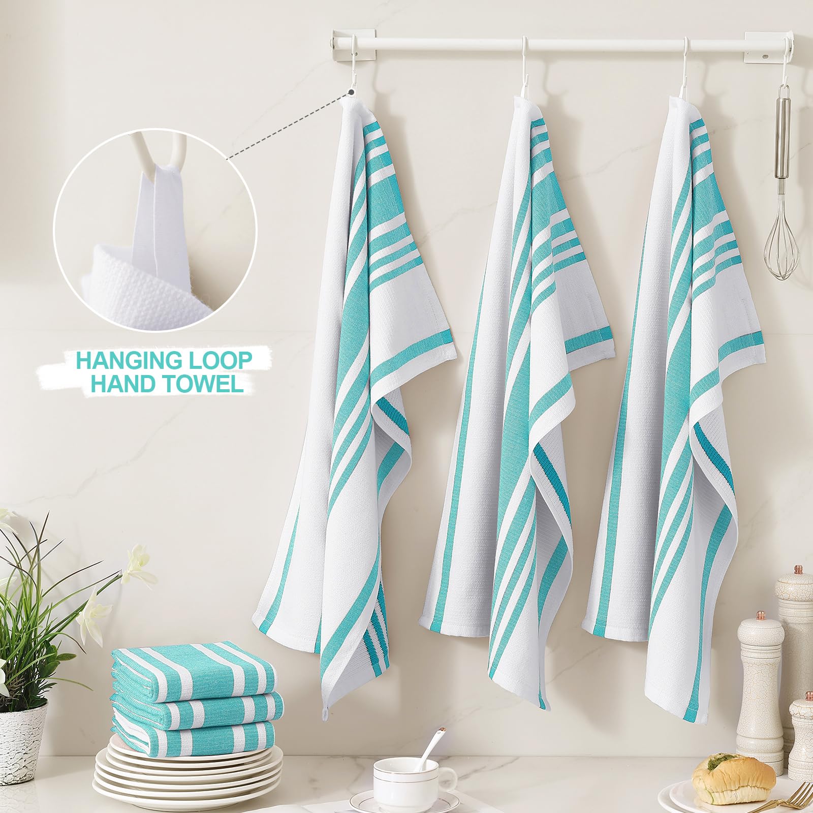 Premium Cotton Stripe Kitchen Towels 6 Pack (6 Count)