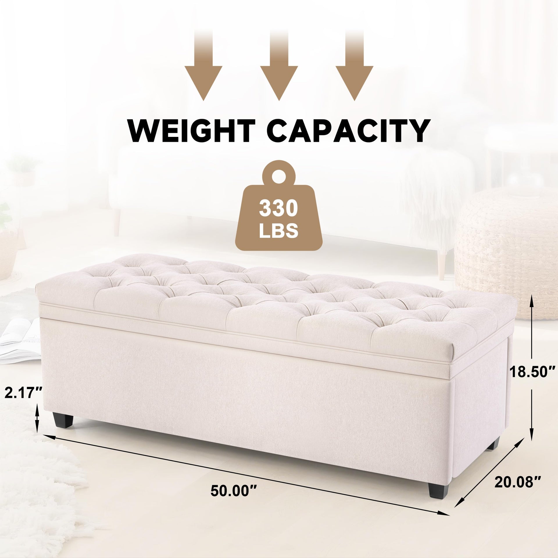 50 Inch Large Storage Ottoman