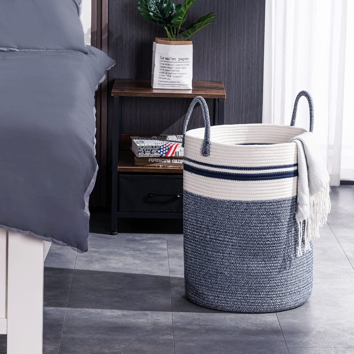 Woven Rope Laundry Hamper Basket by YOUDENOVA - ModHome Supplies