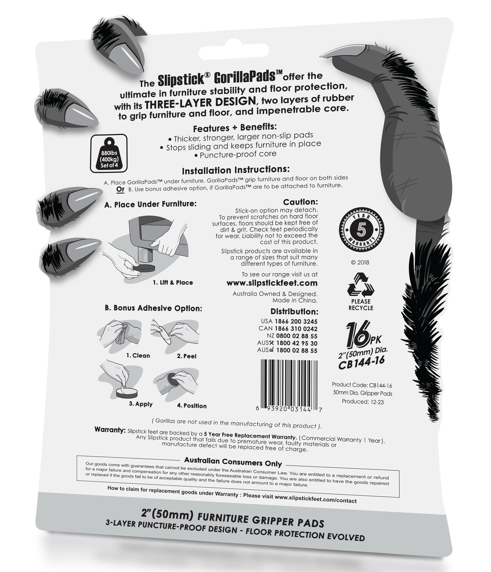 GorillaPads Non Slip Furniture Pads (16 Count)