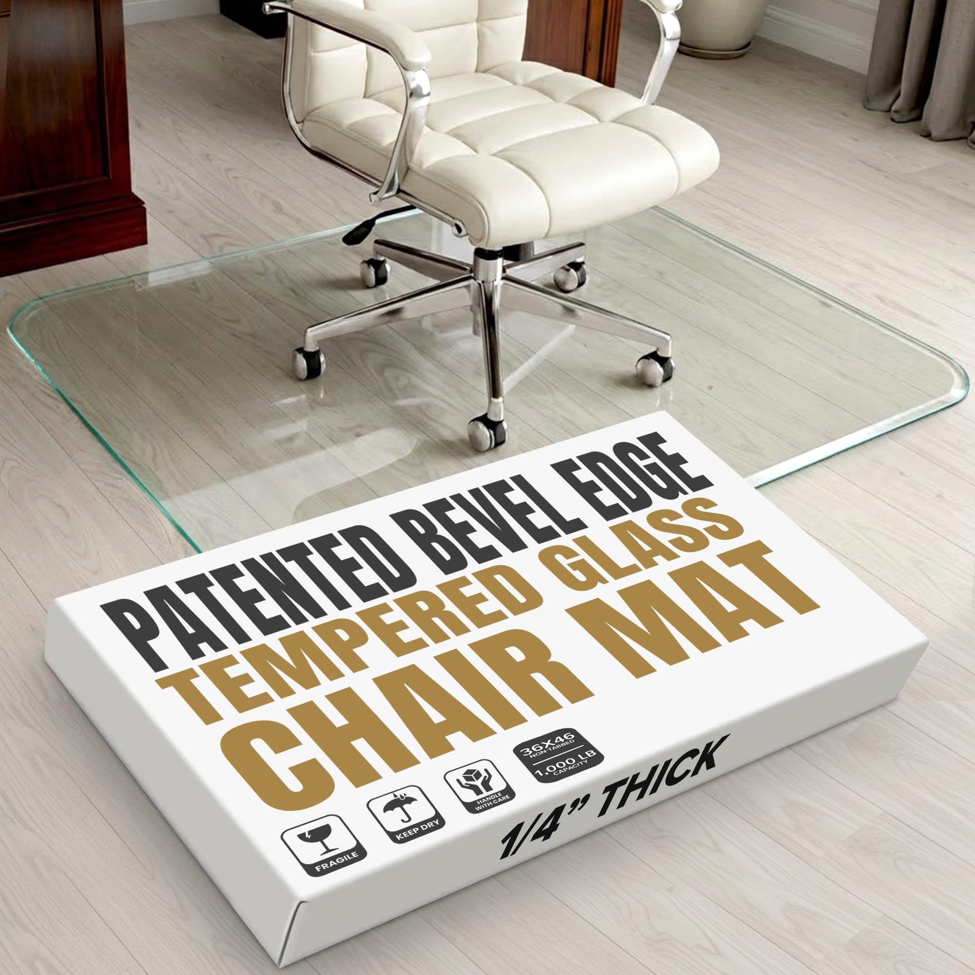 Tempered Glass Office Chair Mat for Carpet & Hardwood