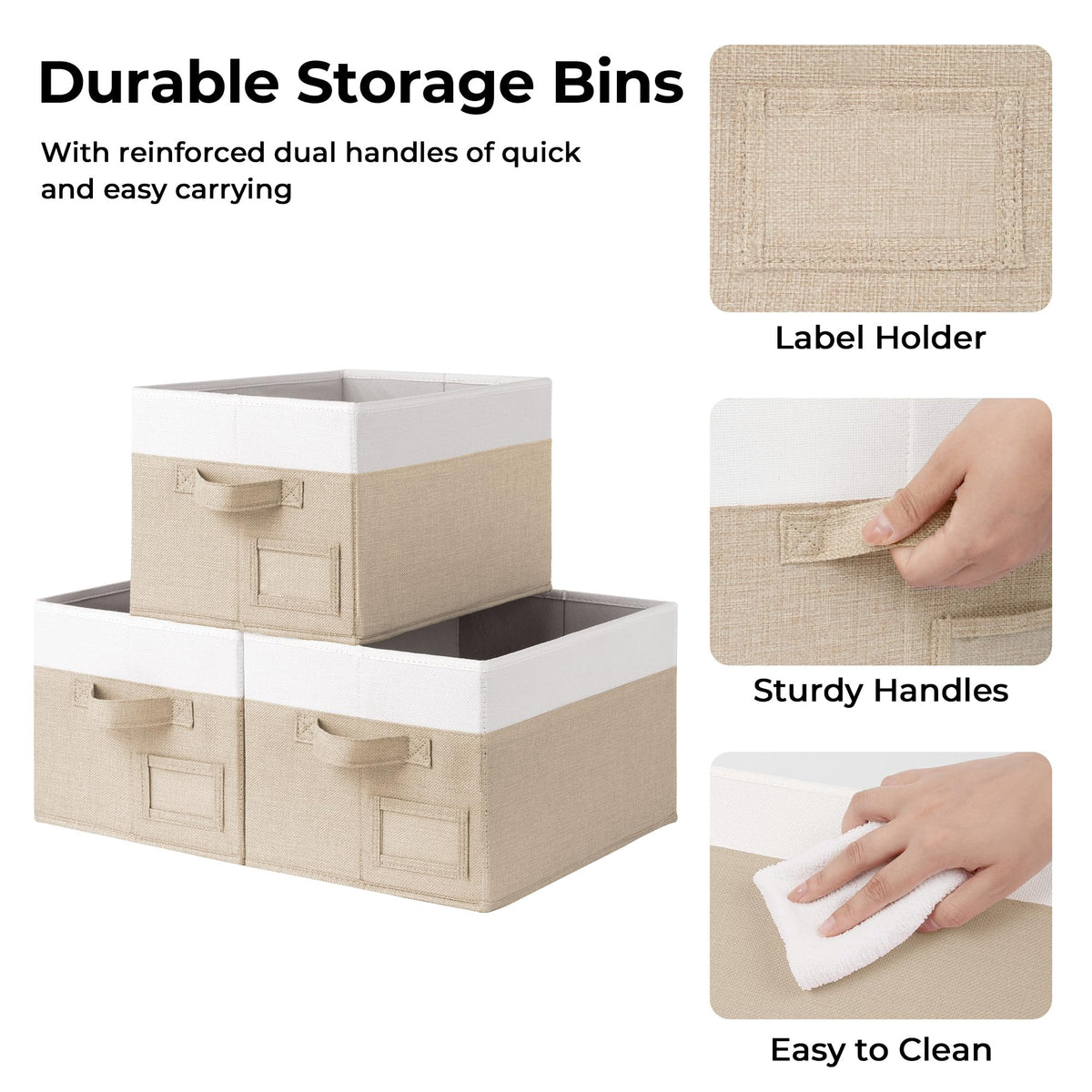 Closet Storage Bins with Label (3 Count)