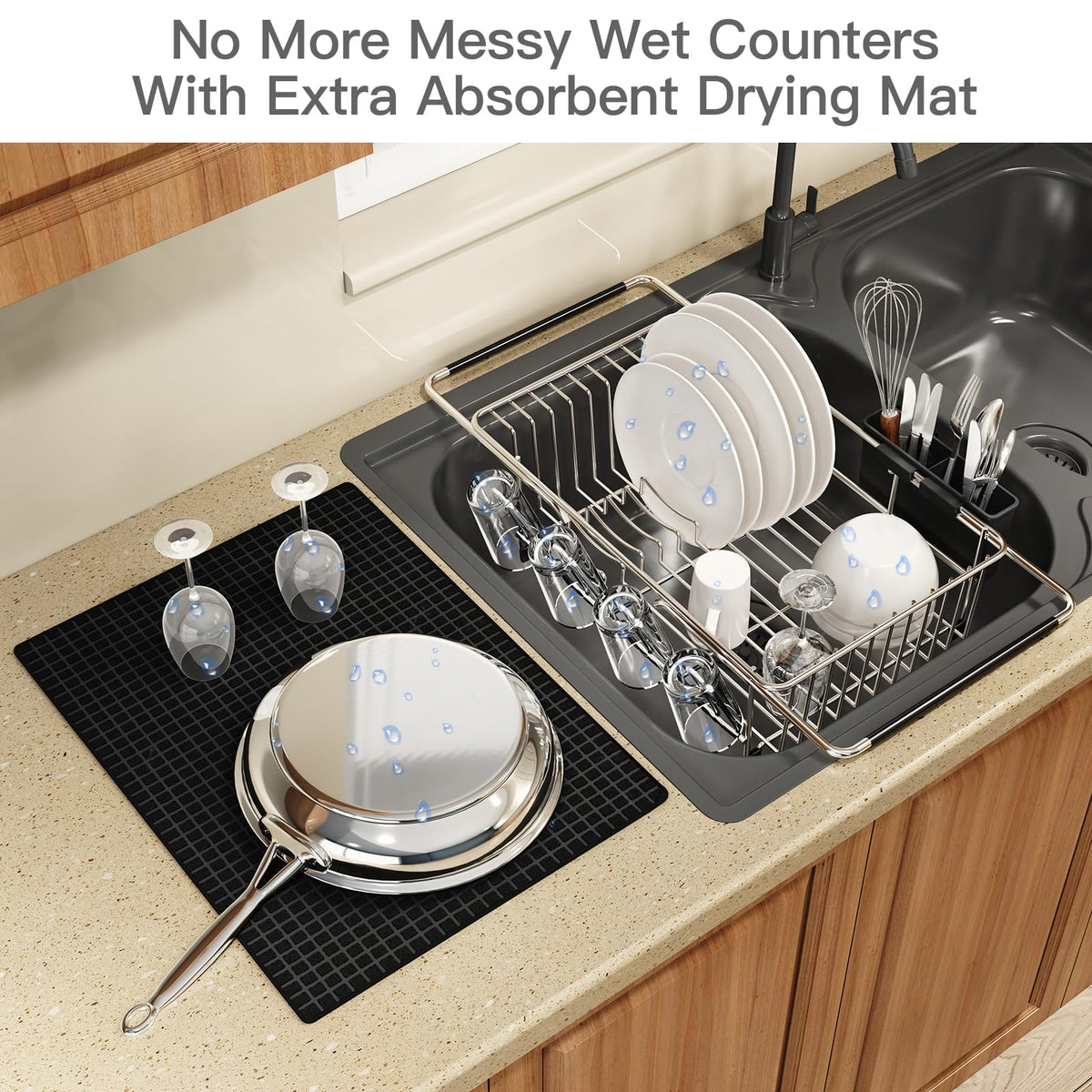 Dish Drying Rack Over The Sink with Utensil Holder