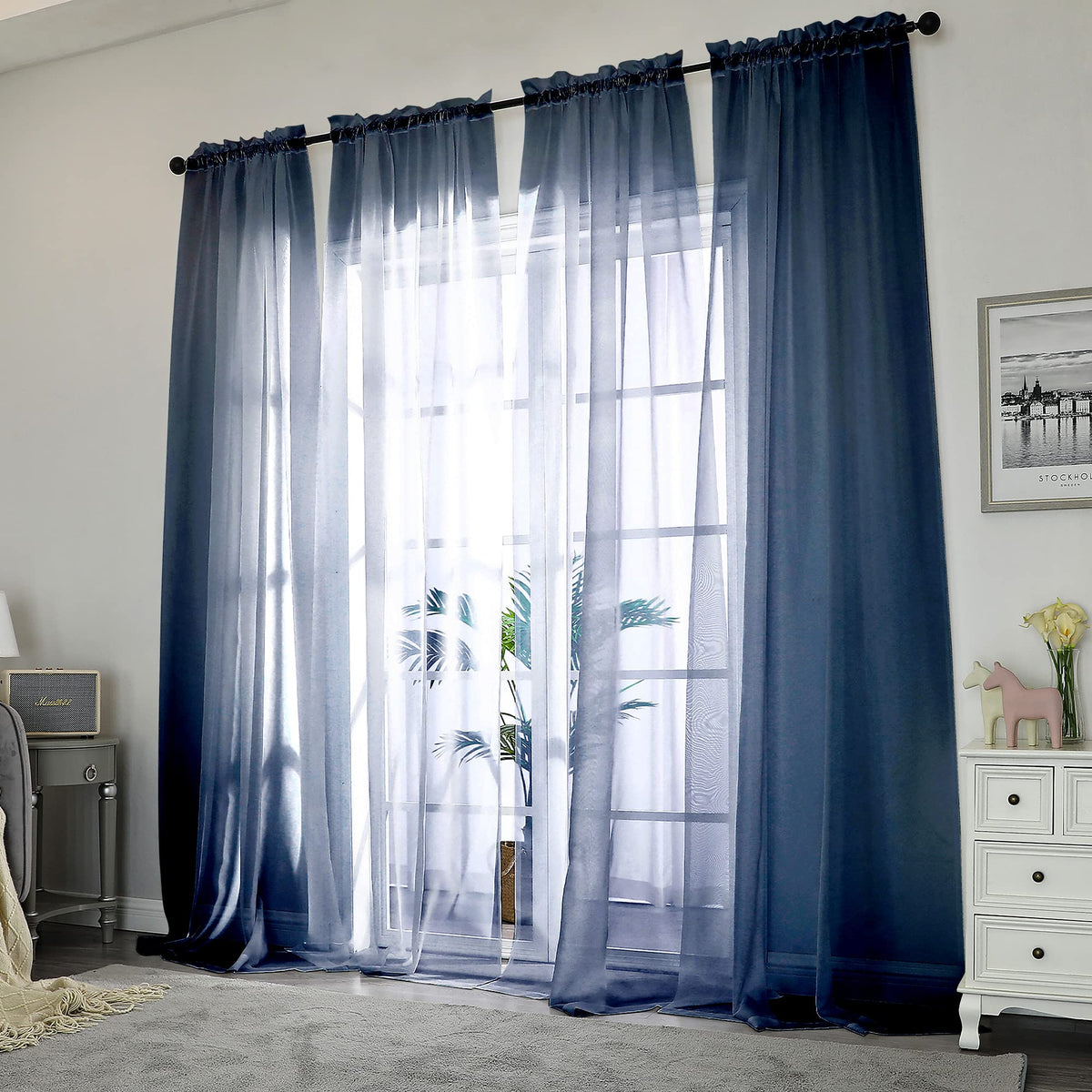 Extra Long Sheer Window Curtain Panels 120 Inch 2 PCS