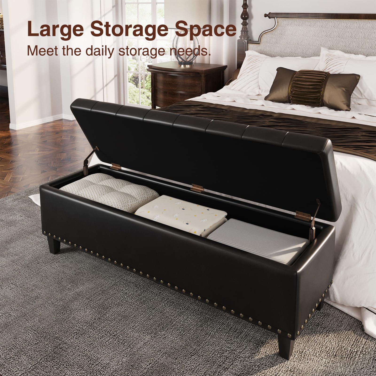 51 Inch Storage Ottoman Bench