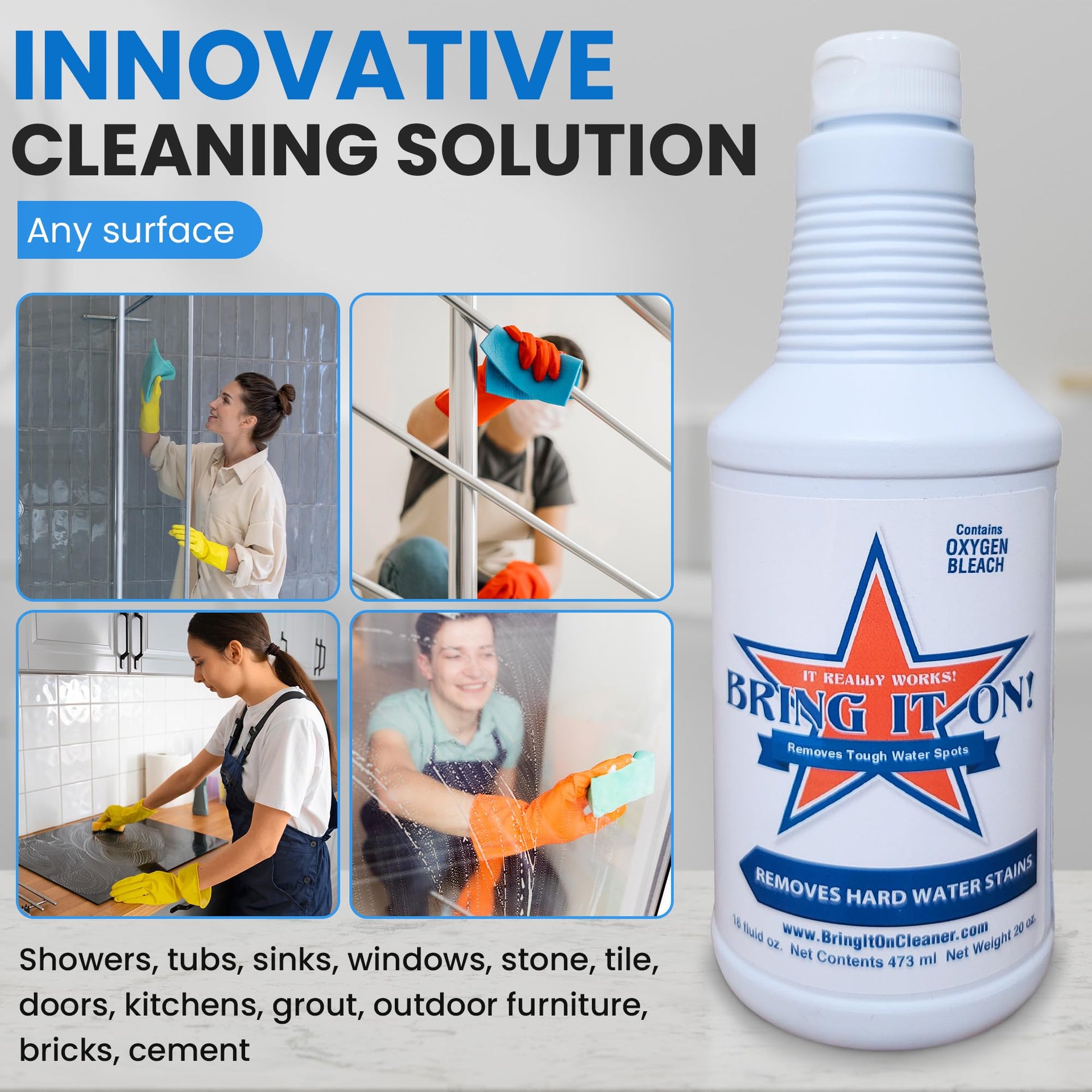 Bring It On Hard Water Stain Remover Grout Cleaner 32oz Fresh Mint (64 Fl Oz)