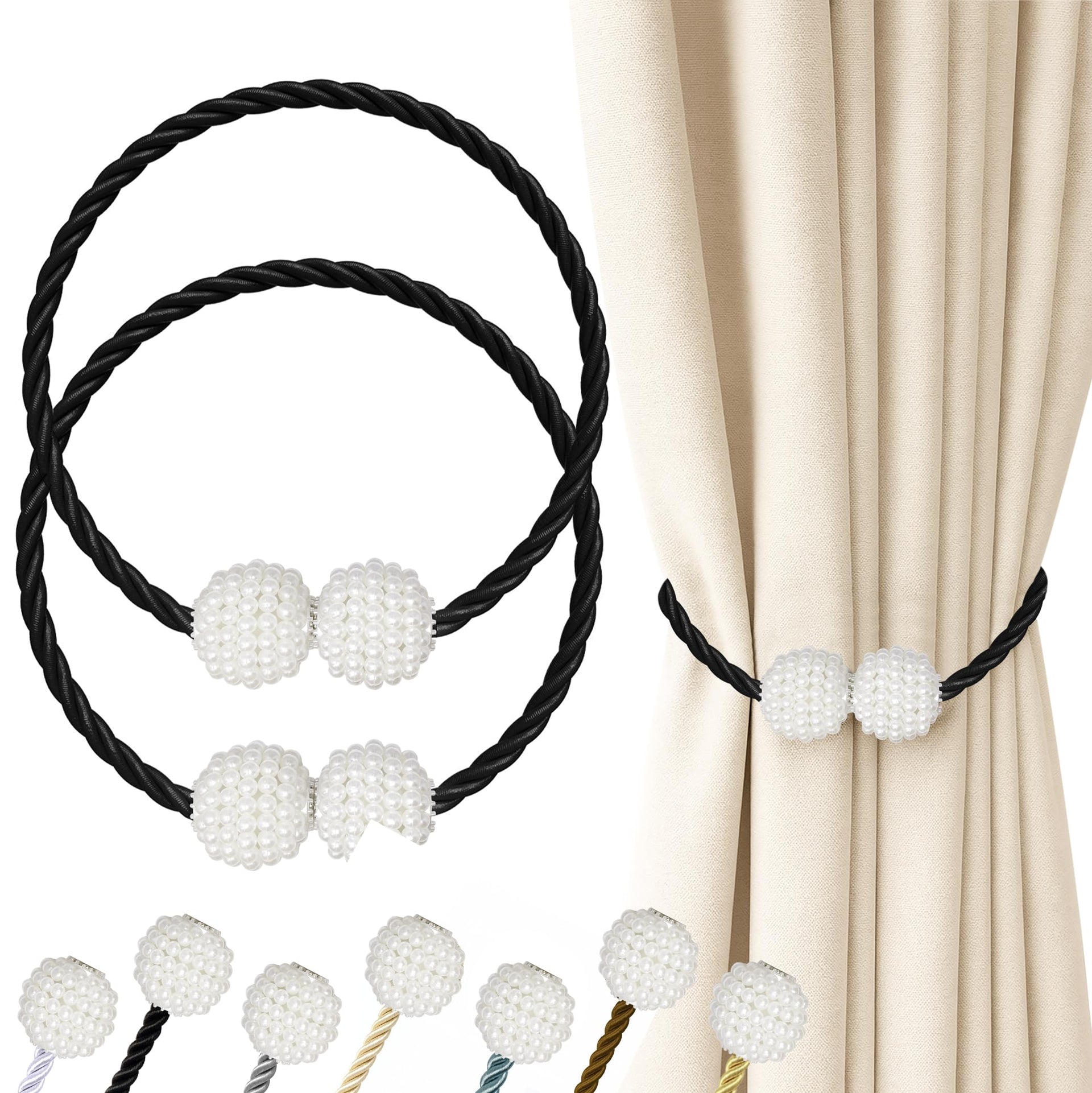 Magnetic Curtain Tiebacks Black 2pcs (2 Count)