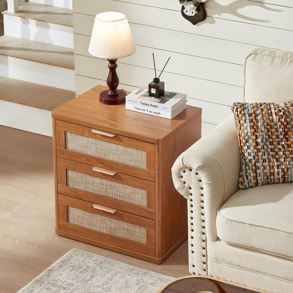 Rattan 23" Nightstands with Drawers for Bedroom