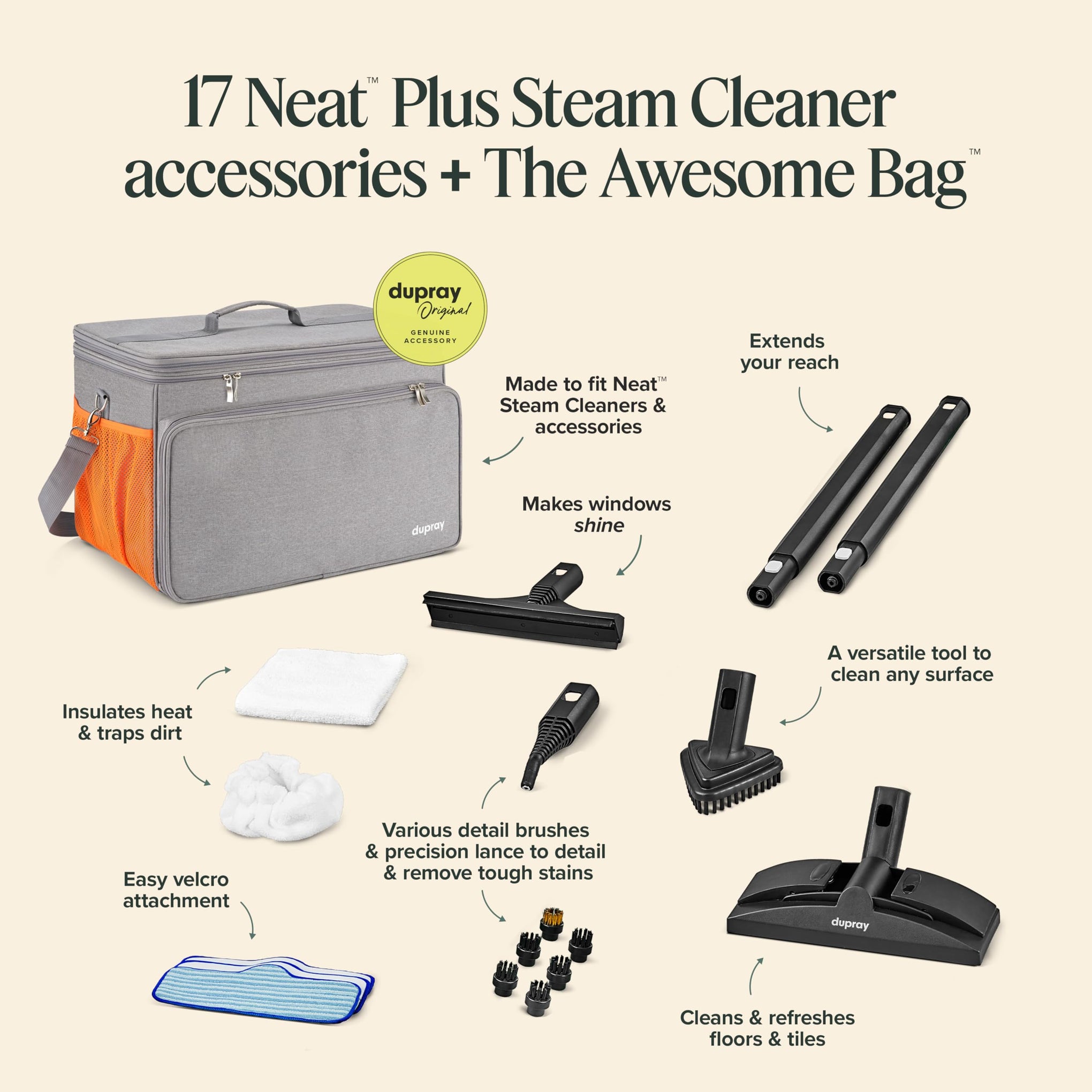 Neat Plus Steam Cleaner for Home with Storage Bag