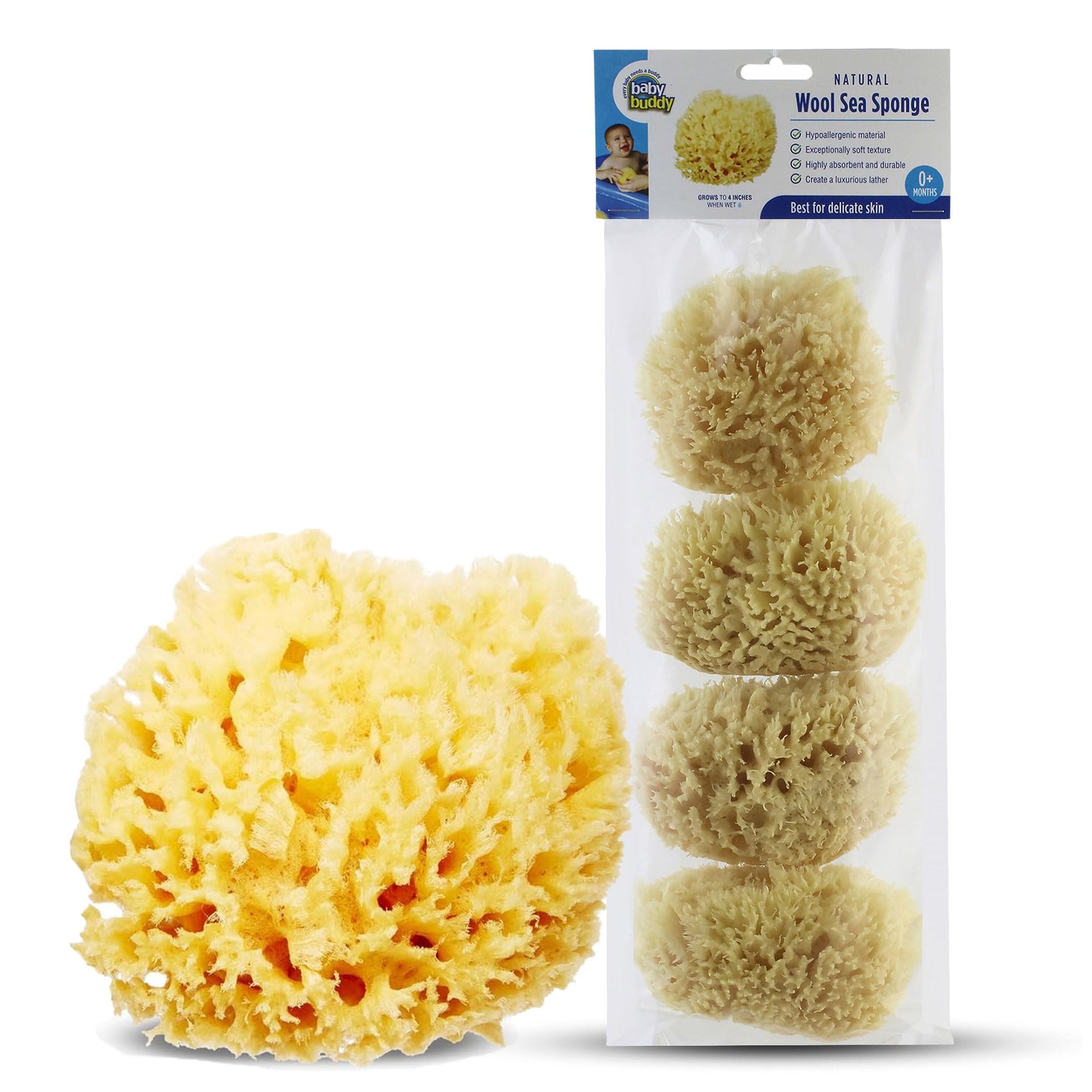 Absorbent Natural Bath Sponge (4 Count)