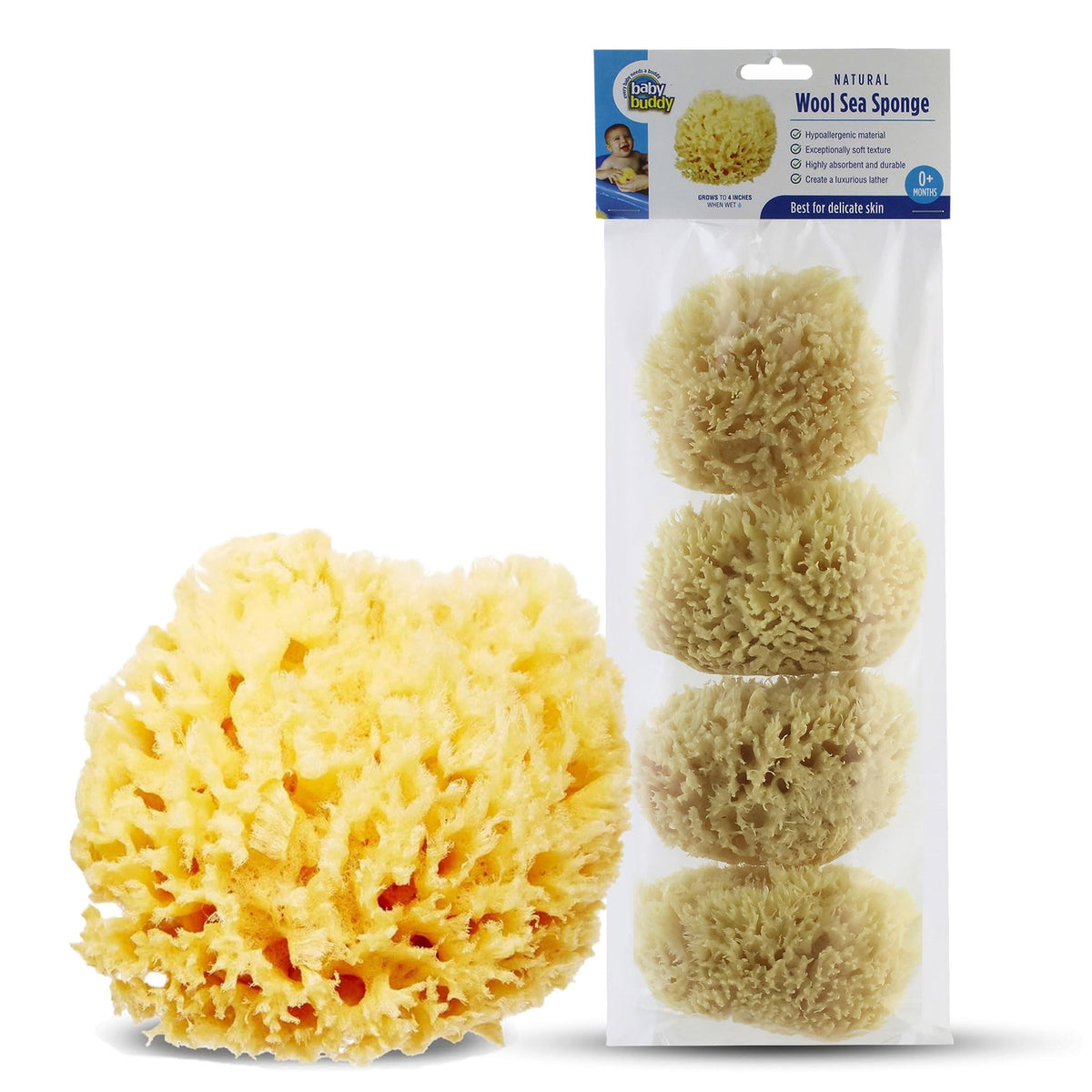 Absorbent Natural Bath Sponge (4 Count)