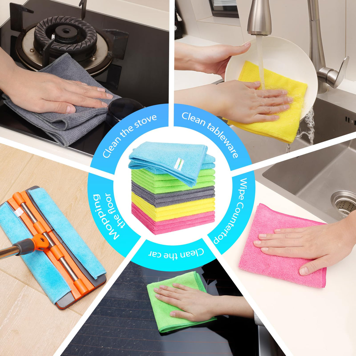 15pcs Microfiber Cleaning Cloth Lint Free (15 Count)