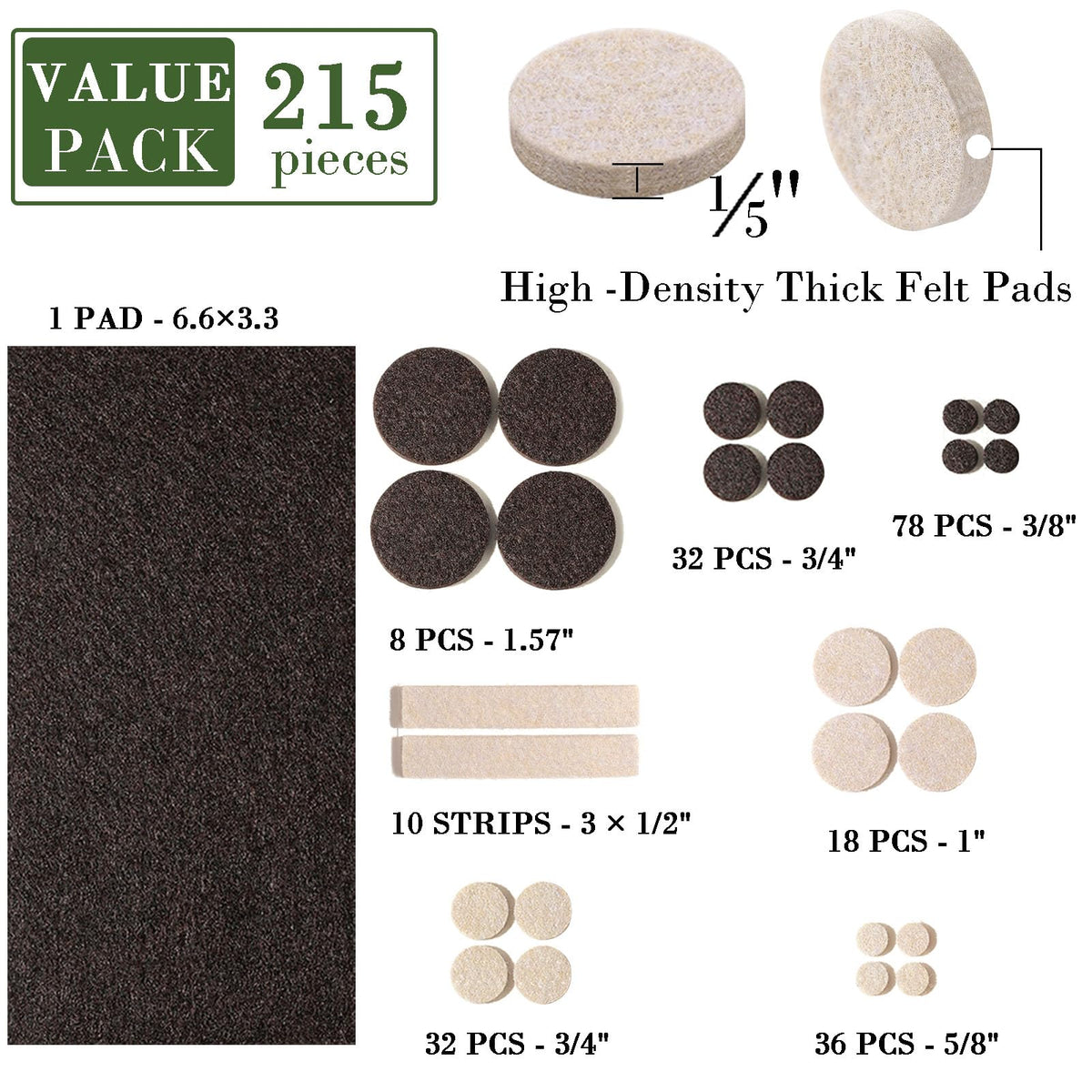Felt Furniture Pads (215 Count)