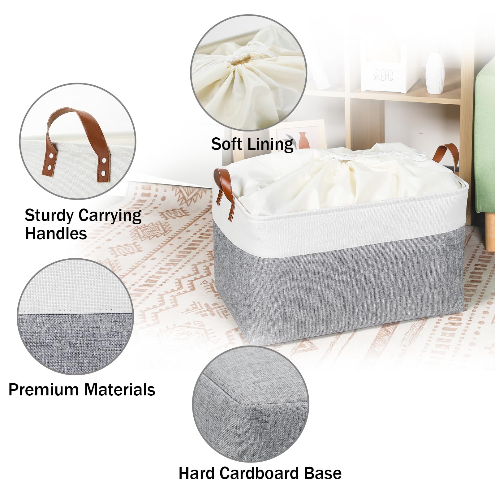 Extra Large Storage Baskets for Organizing 22"x15"x13" Foldable Fabric Storage Baskets Organizer Bins with Handles Large Storage Basket for Shelves Closet Toys Books