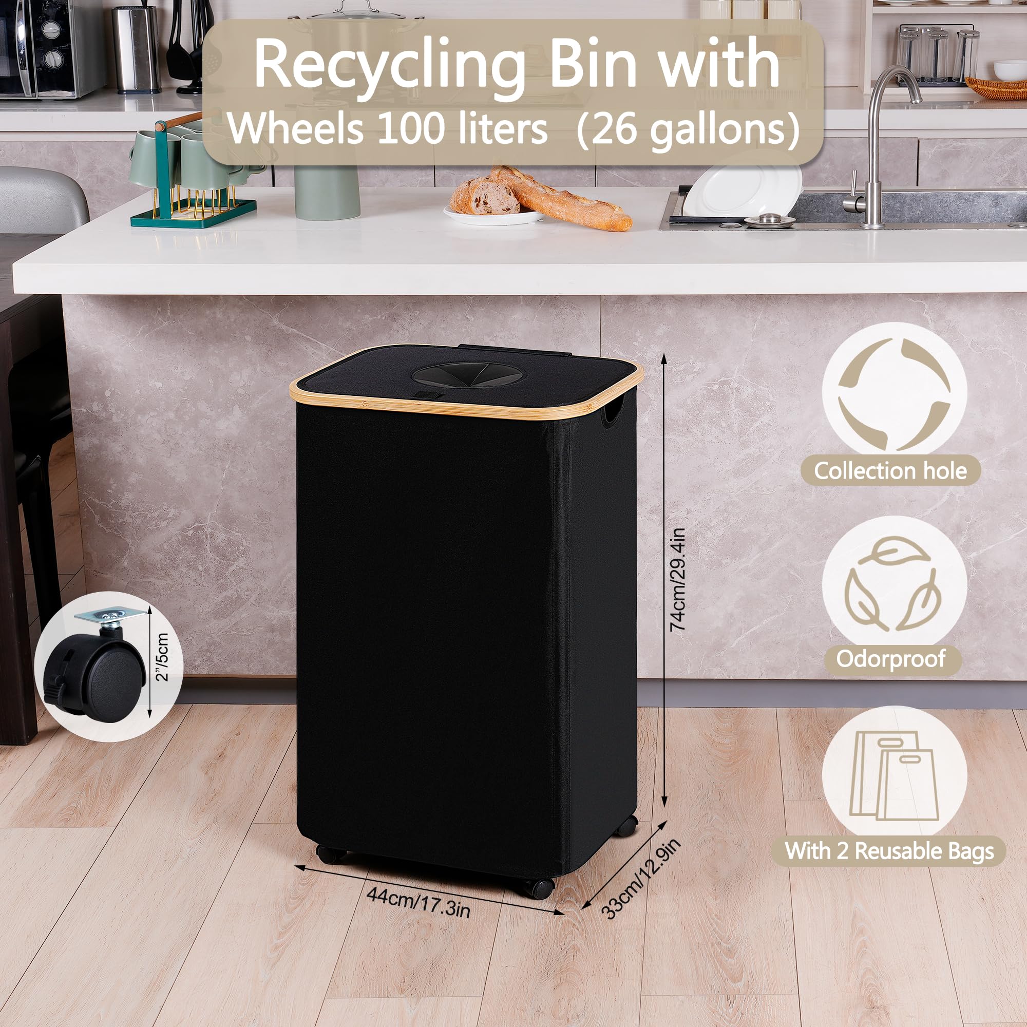 Recycle Bins for Kitchen 100L