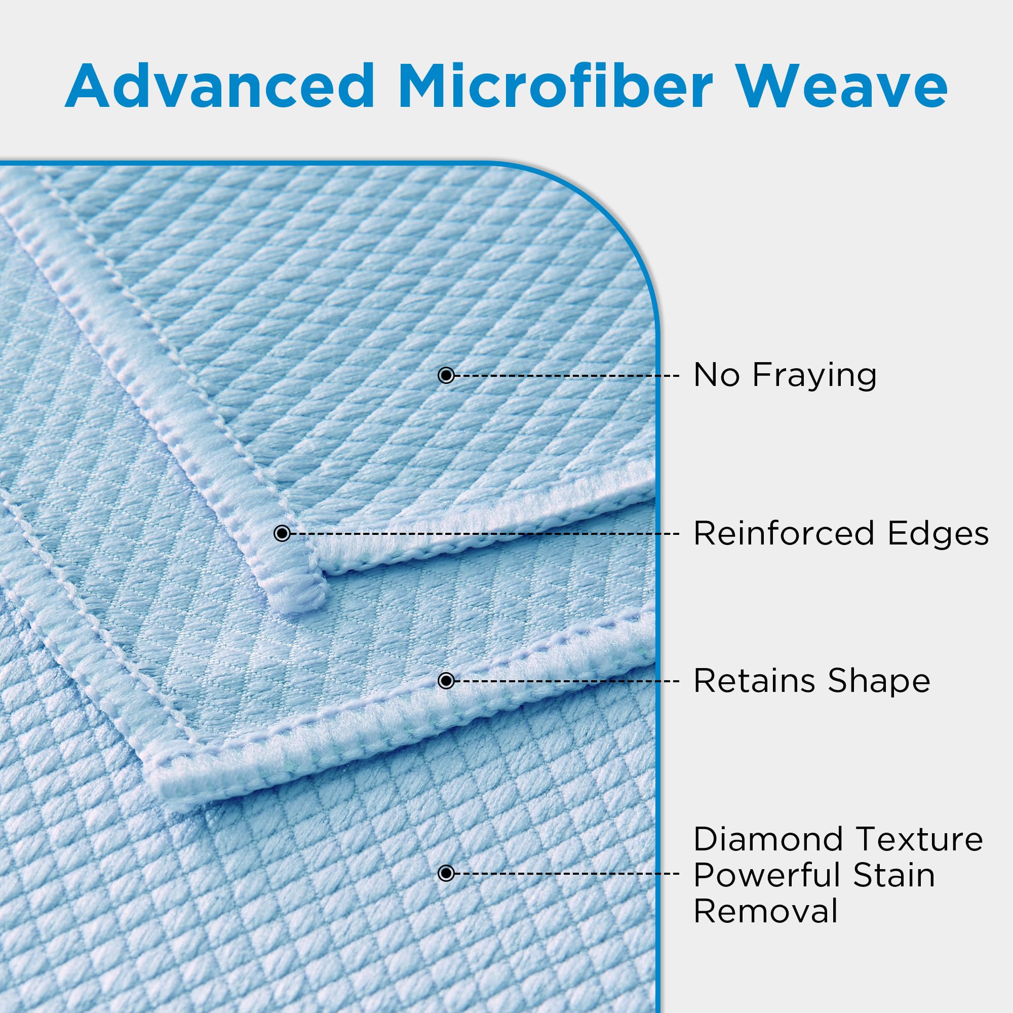 Microfiber Glass Cleaning Cloth for Window & Mirror Stainless Steel (6 Count)