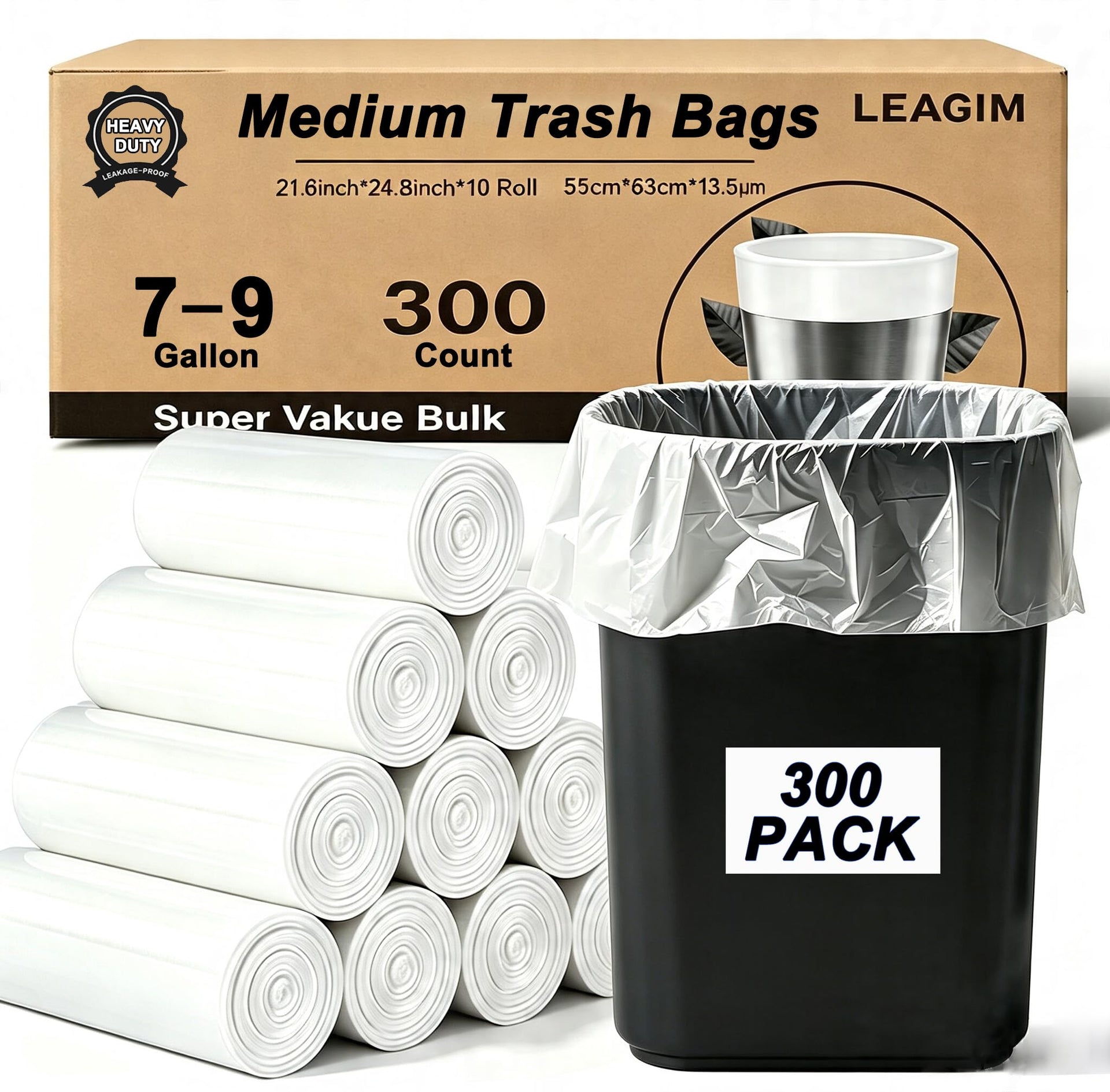 300 Count 7 9 Gallon Trash Bags