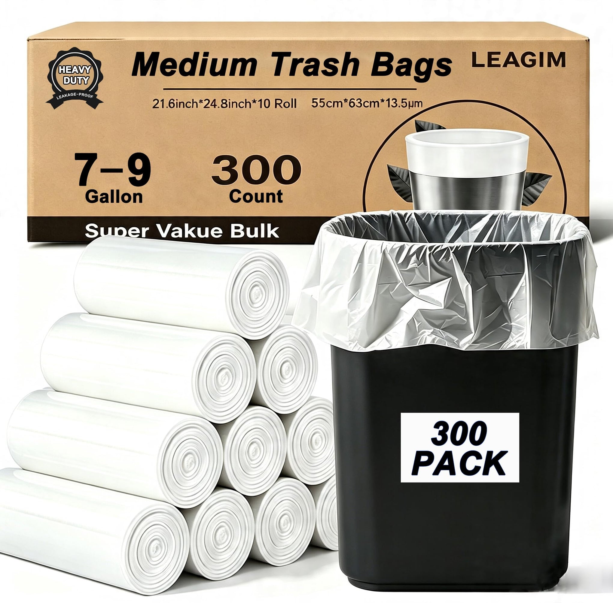 300 Count 7 9 Gallon Trash Bags