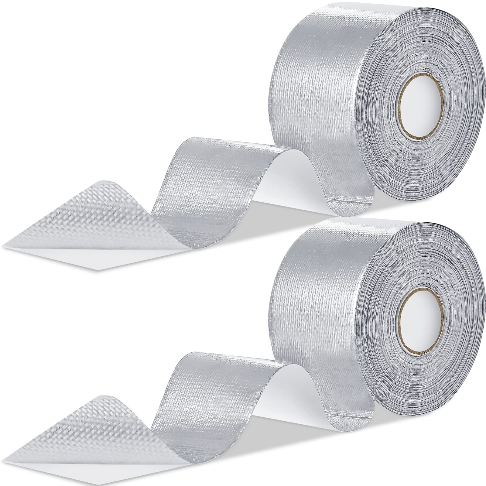 2 Rolls Aluminum Foil Tape Heat Shield Tape Barrier Adhesive Reflective Fiberglass Thermal Insulation Reflective Material High Temp Protection (131.2 Foot)