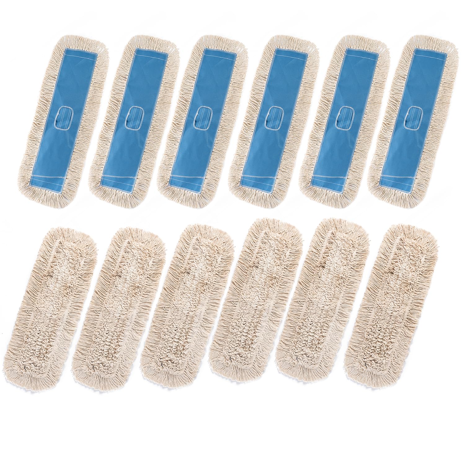 Matthew Cleaning 24'' Industrial Strength Cotton Dust Mop Refill Washable Replacement Heads for Residential & Commercial Use Fit Standard Dust Mop Frames (12 Count) - ModHome Supplies