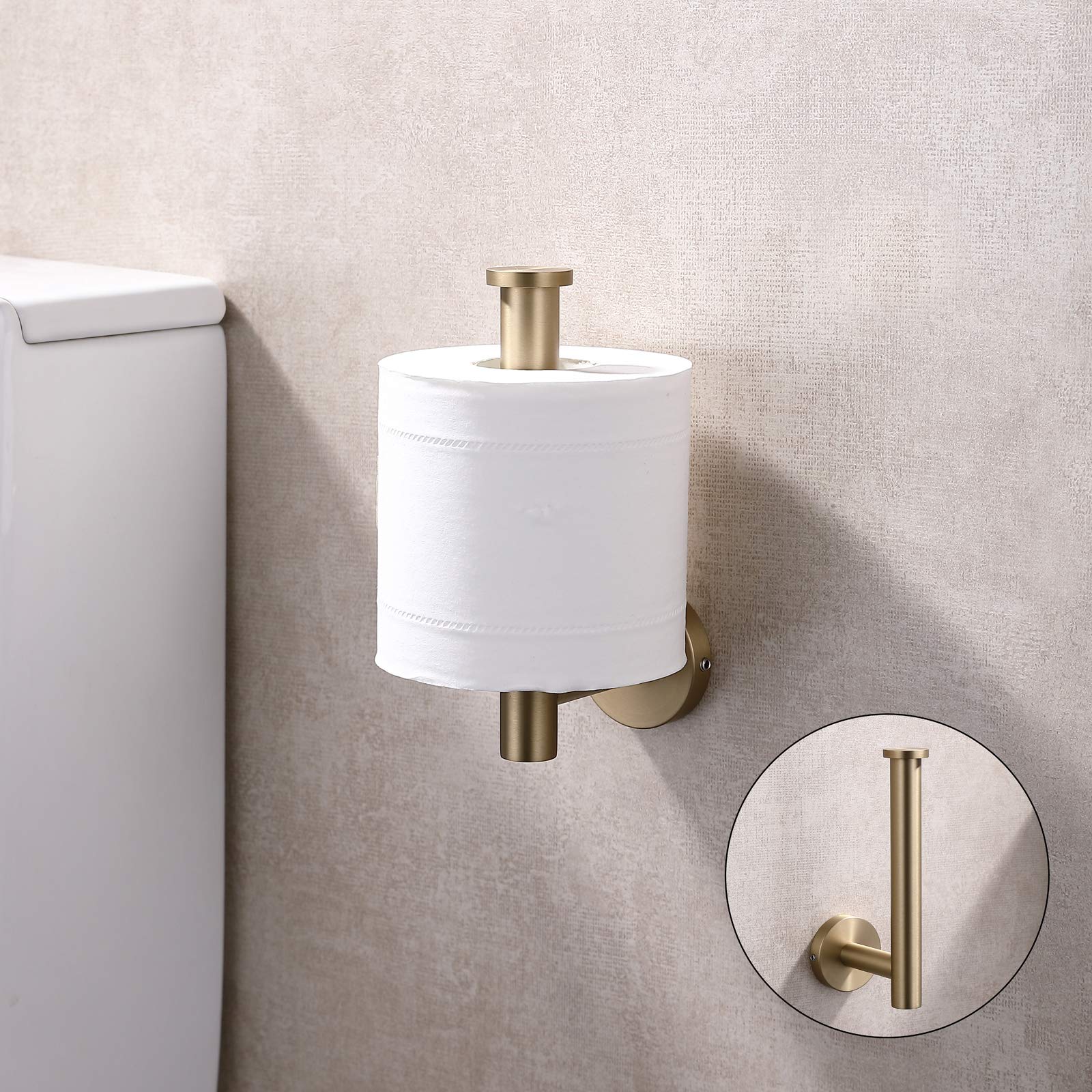 Toilet Paper Holder SUS304 Stainless Steel Round Size Brushed Gold 2 Pack (2 Count)