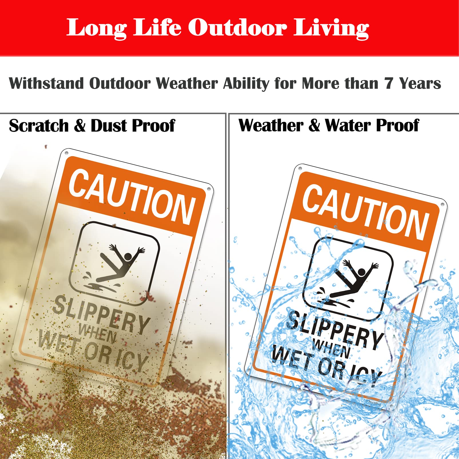2 Pack Caution Slippery When Wet or Icy Sign (2 Count)